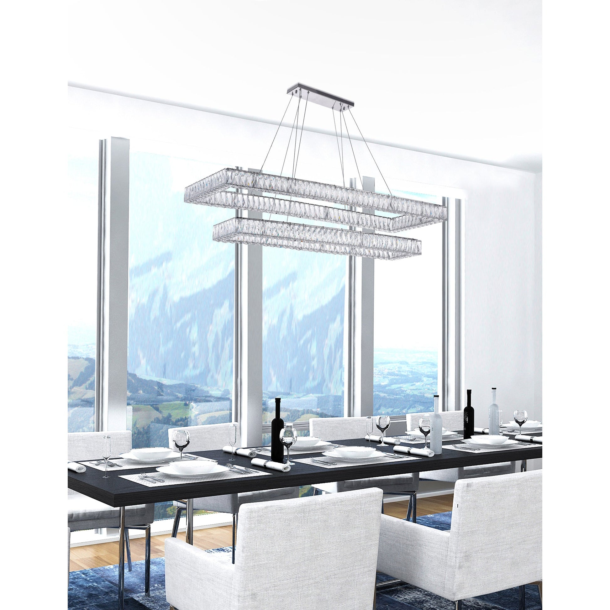 Felicity Integrated LED 2 - Tier Chrome Chandelier - CWI Lighting