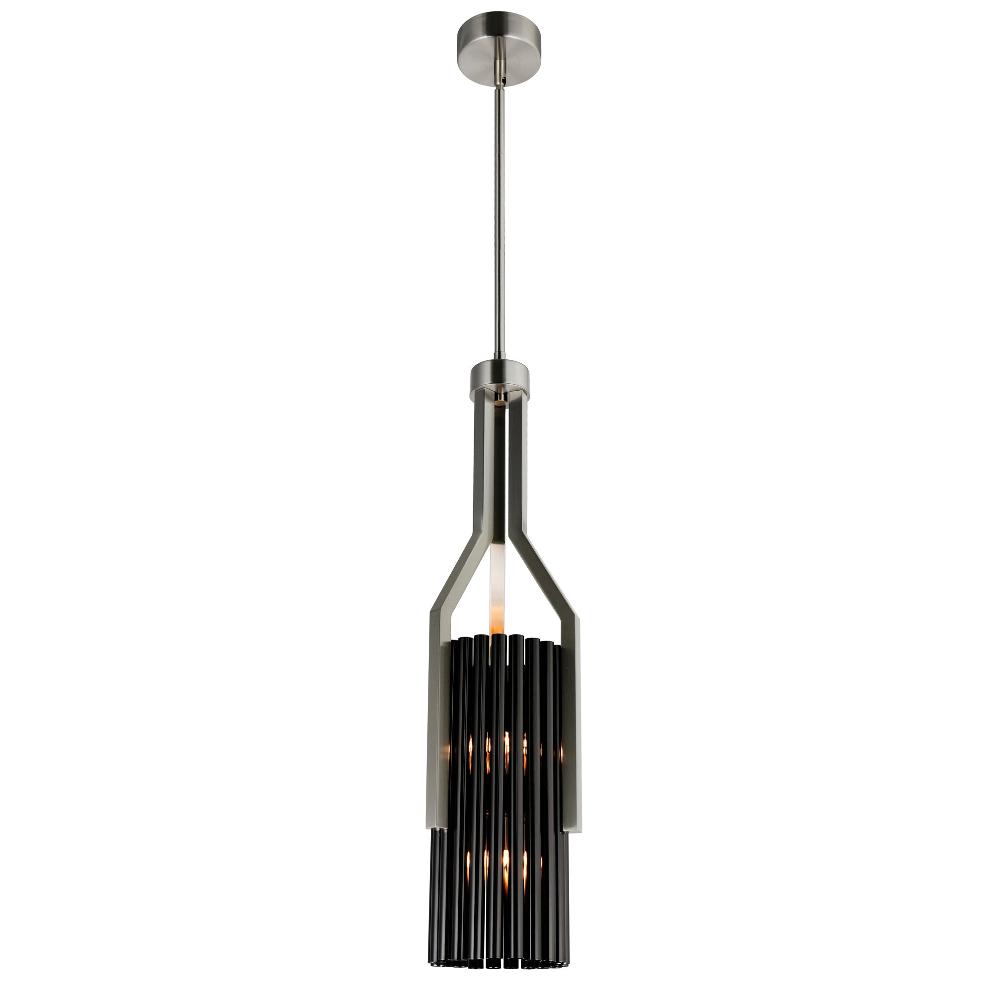 Fermont 6 Light Satin Nickel and Pearl Black Mini Pendant - CWI Lighting