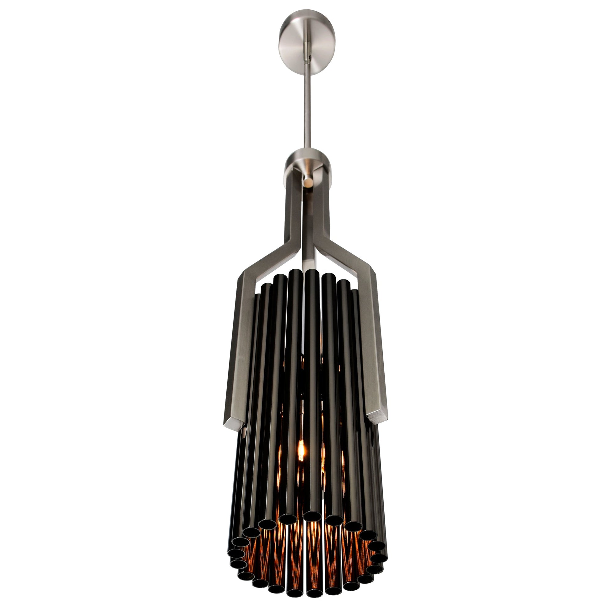 Fermont 6 Light Satin Nickel and Pearl Black Mini Pendant - CWI Lighting