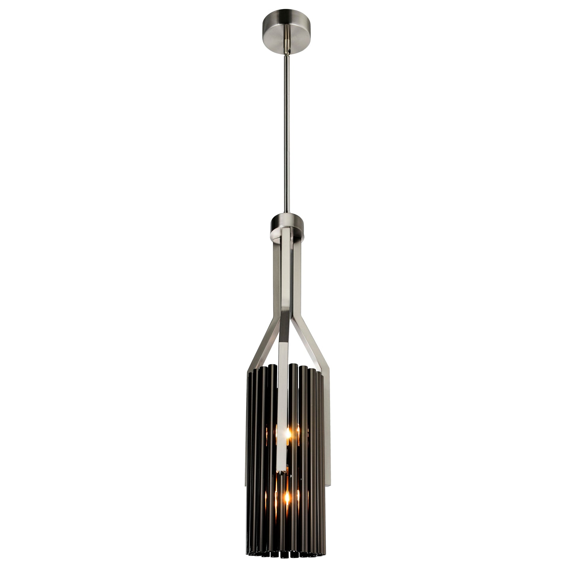 Fermont 6 Light Satin Nickel and Pearl Black Mini Pendant - CWI Lighting