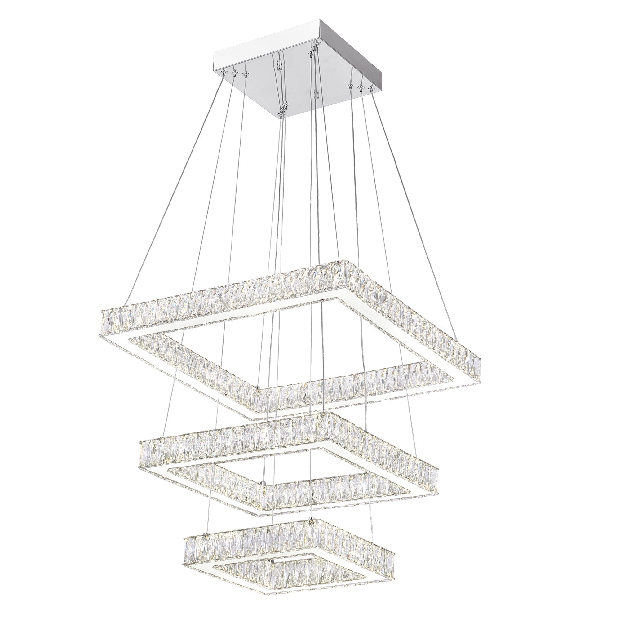 Florence Integrated LED 3 - Tier Chrome Chandelier - CWI Lighting