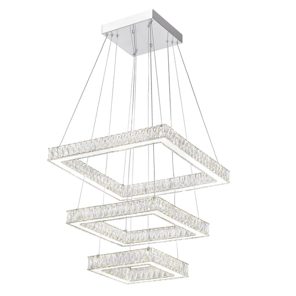 Florence Integrated LED 3 - Tier Chrome Chandelier - CWI Lighting