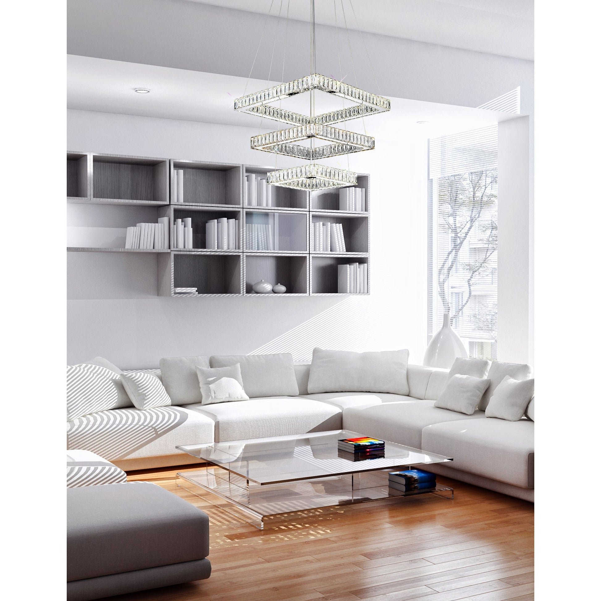 Florence Integrated LED 3 - Tier Chrome Chandelier - CWI Lighting