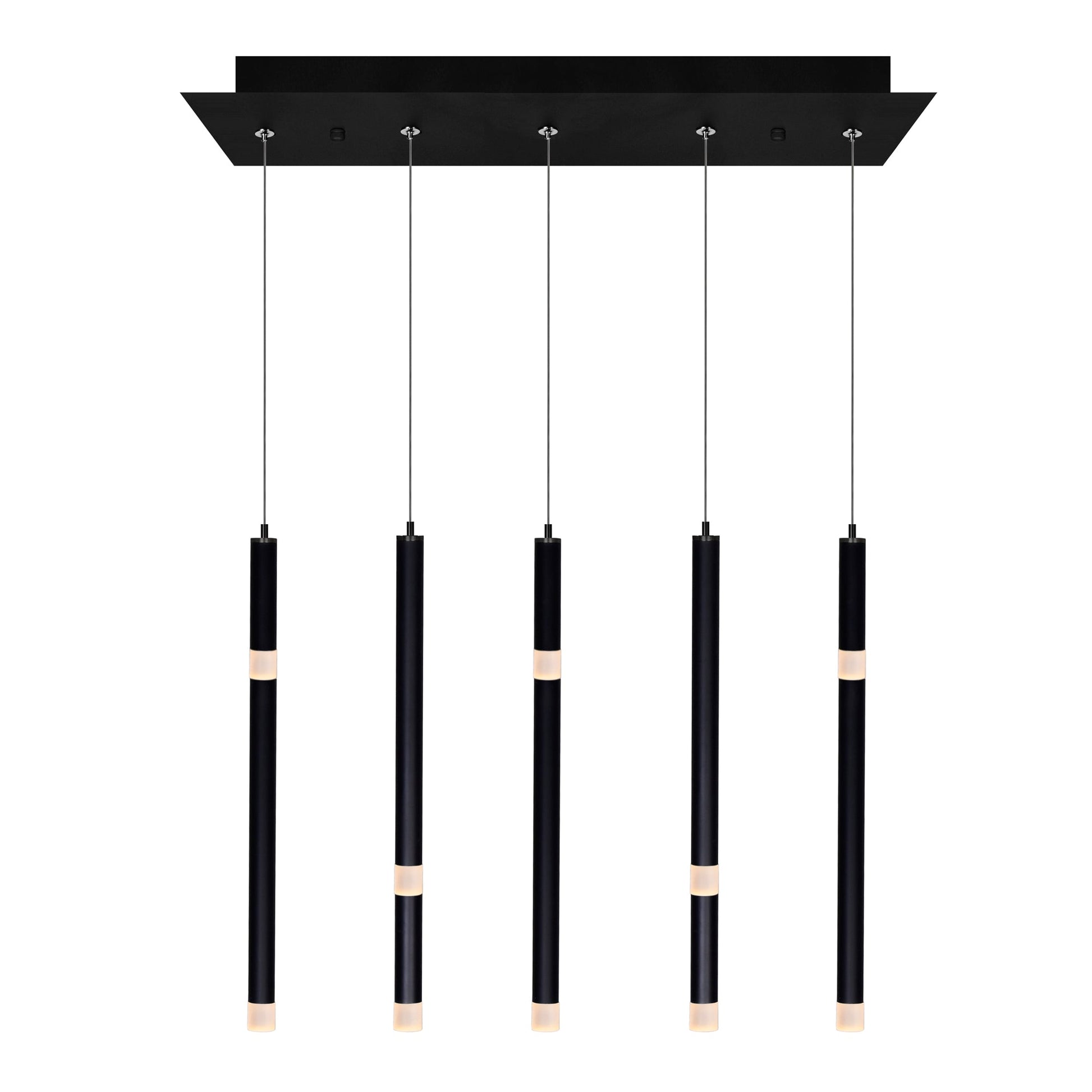 Flute 5 Light LED Chandelier With Black Finish - CWI Lighting