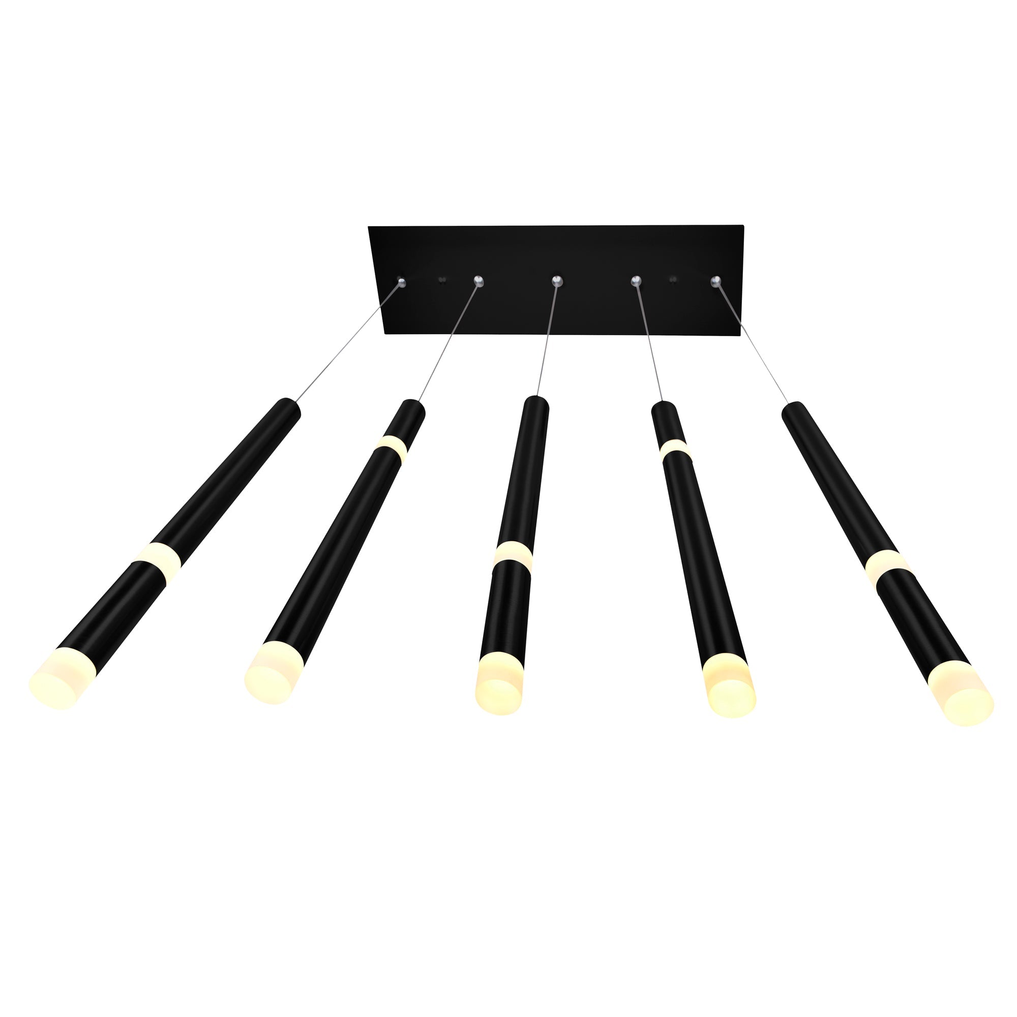 Flute 5 Light LED Chandelier With Black Finish - CWI Lighting