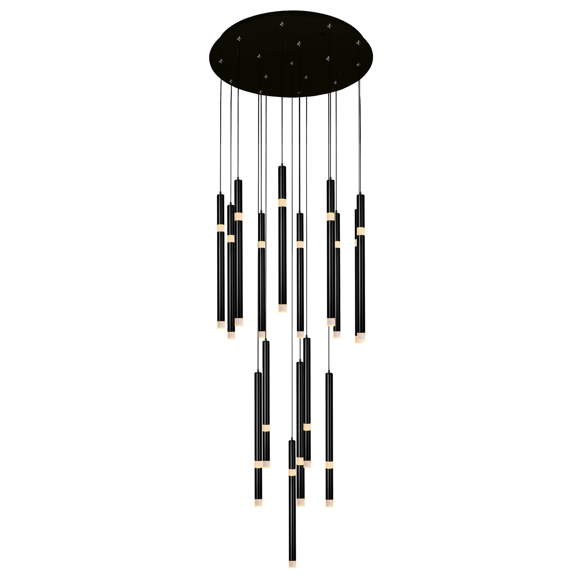 Flute Integrated LED 24in Black Chandelier - CWI Lighting