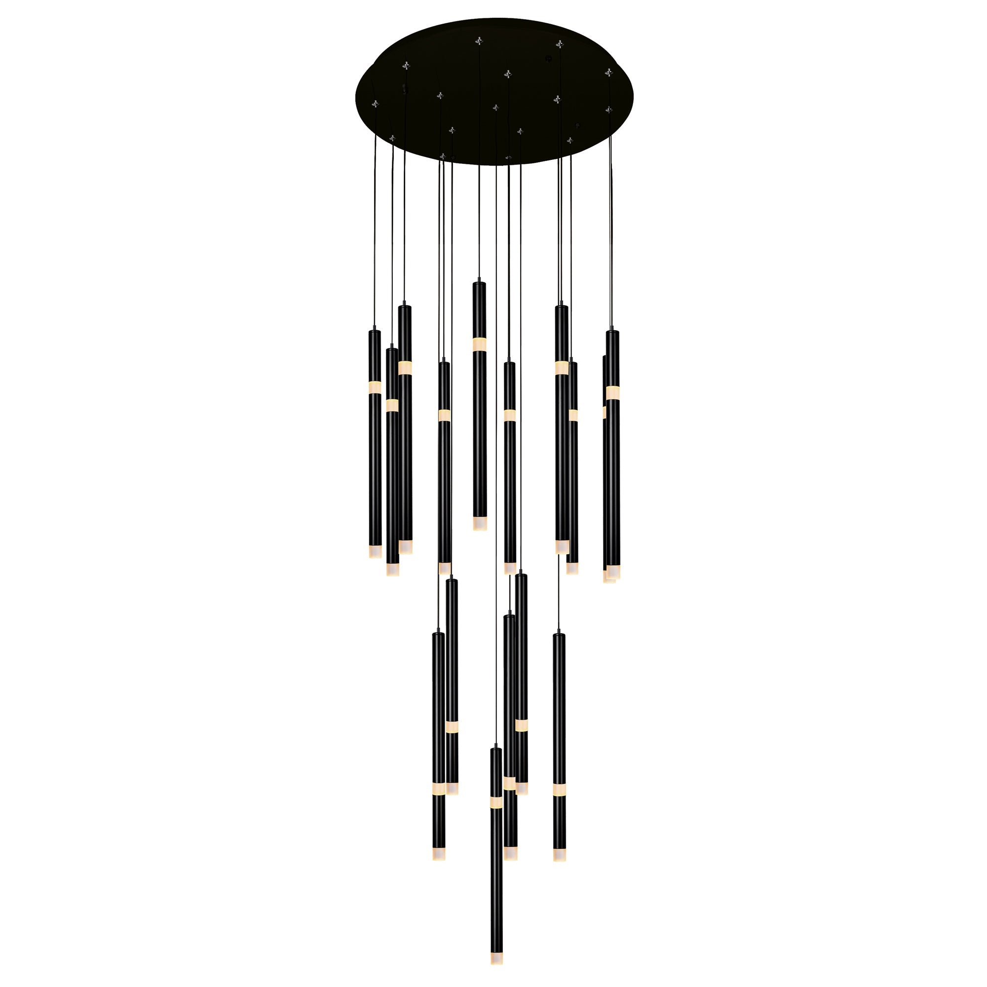 Flute Integrated LED 24in Black Chandelier - CWI Lighting