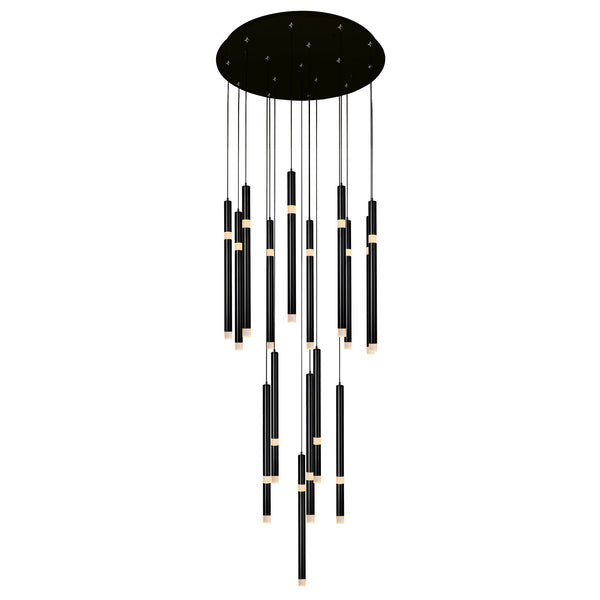 Flute Integrated LED 24in Black Chandelier - CWI Lighting