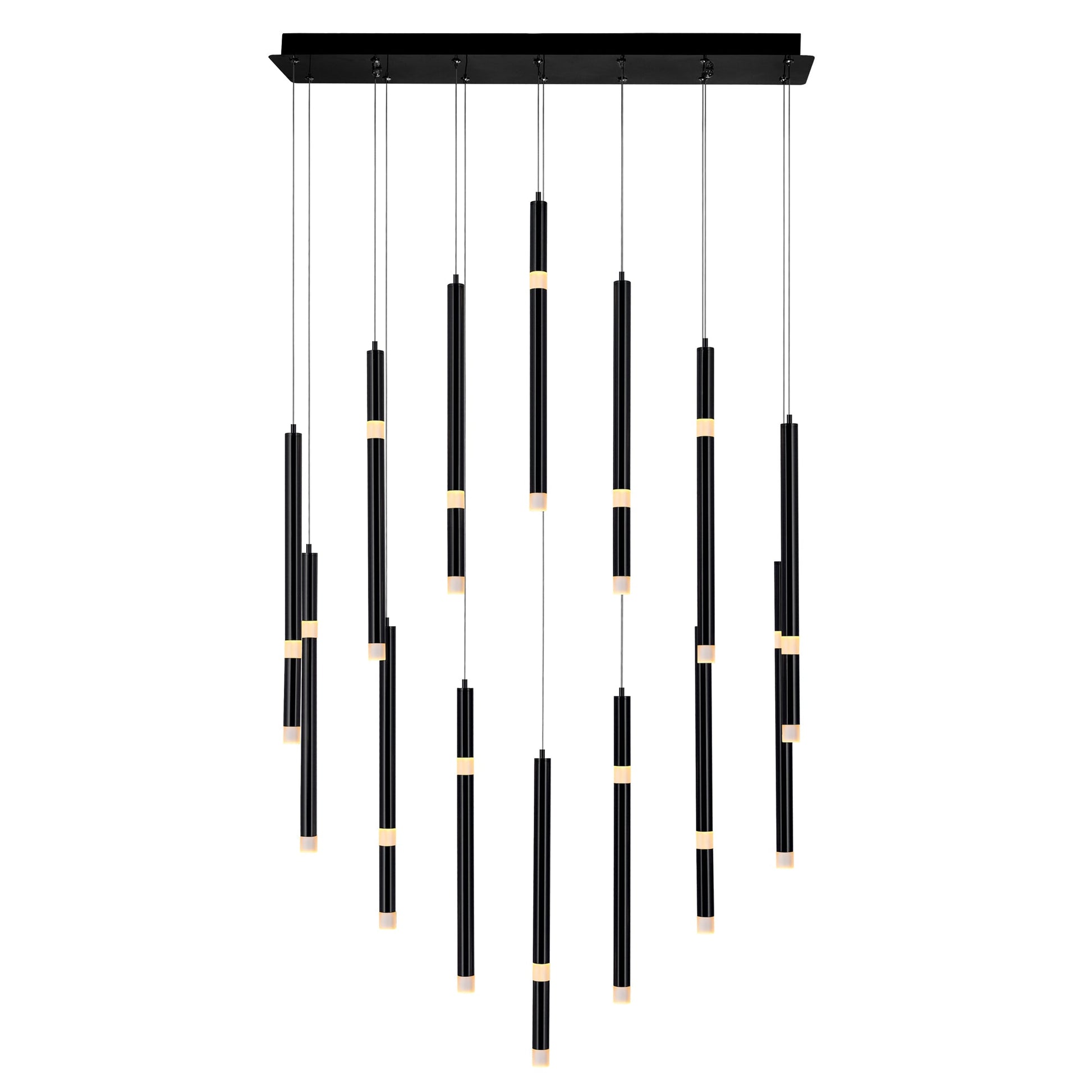 Flute Integrated LED 32in Black Chandelier - CWI Lighting