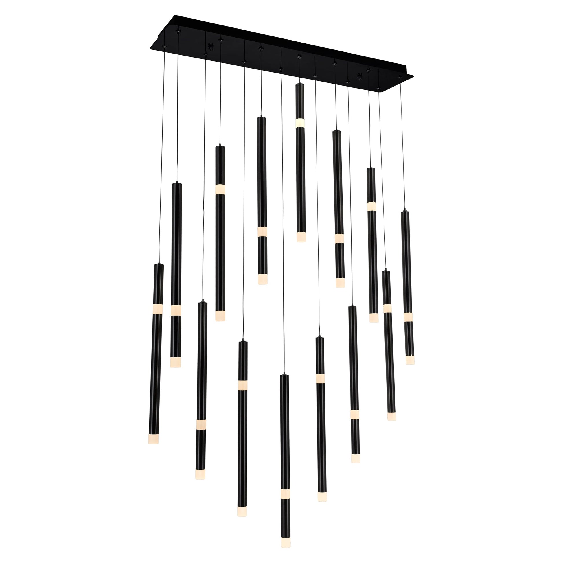 Flute Integrated LED 32in Black Chandelier - CWI Lighting