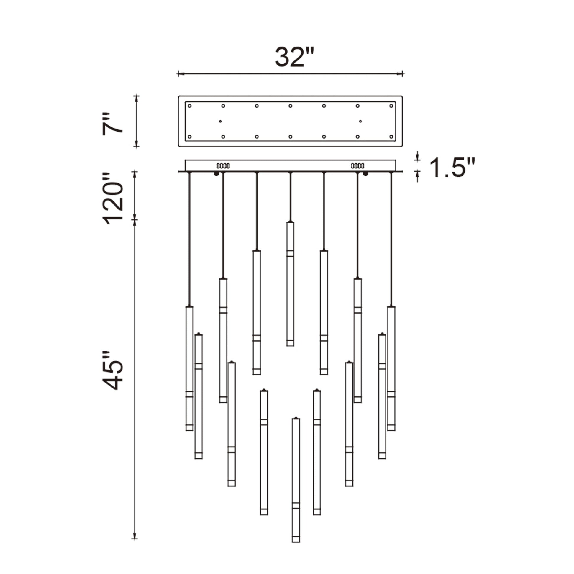 Flute Integrated LED 32in Black Chandelier - CWI Lighting