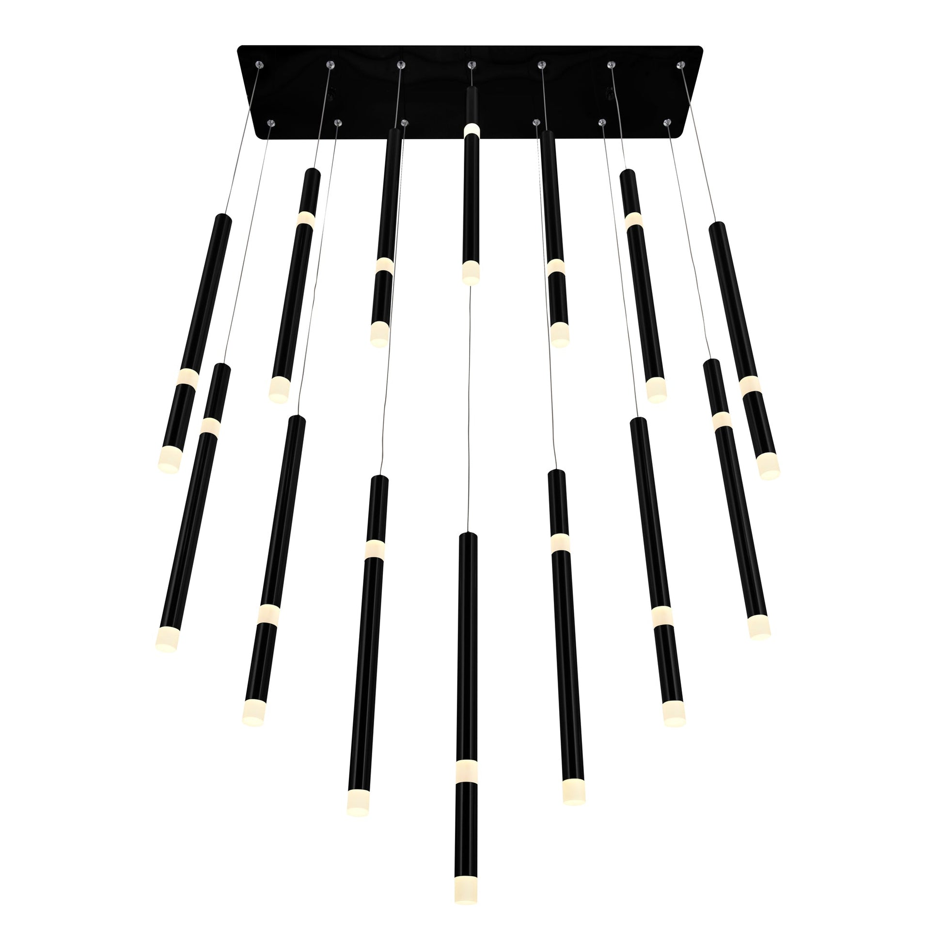 Flute Integrated LED 32in Black Chandelier - CWI Lighting