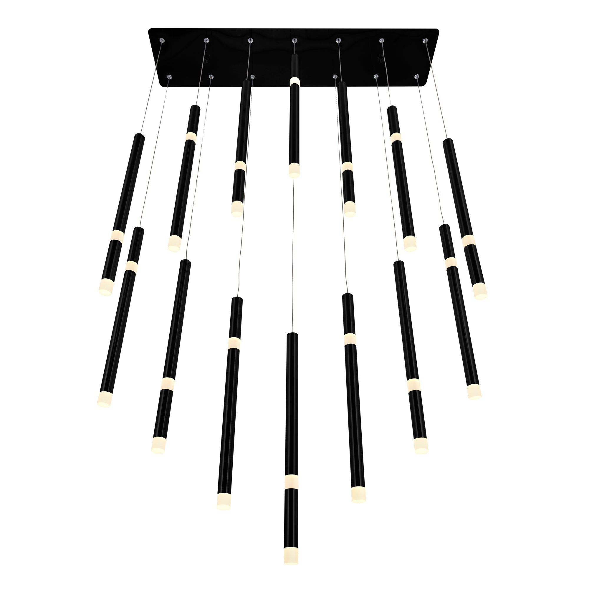 Flute Integrated LED 32in Black Chandelier - CWI Lighting