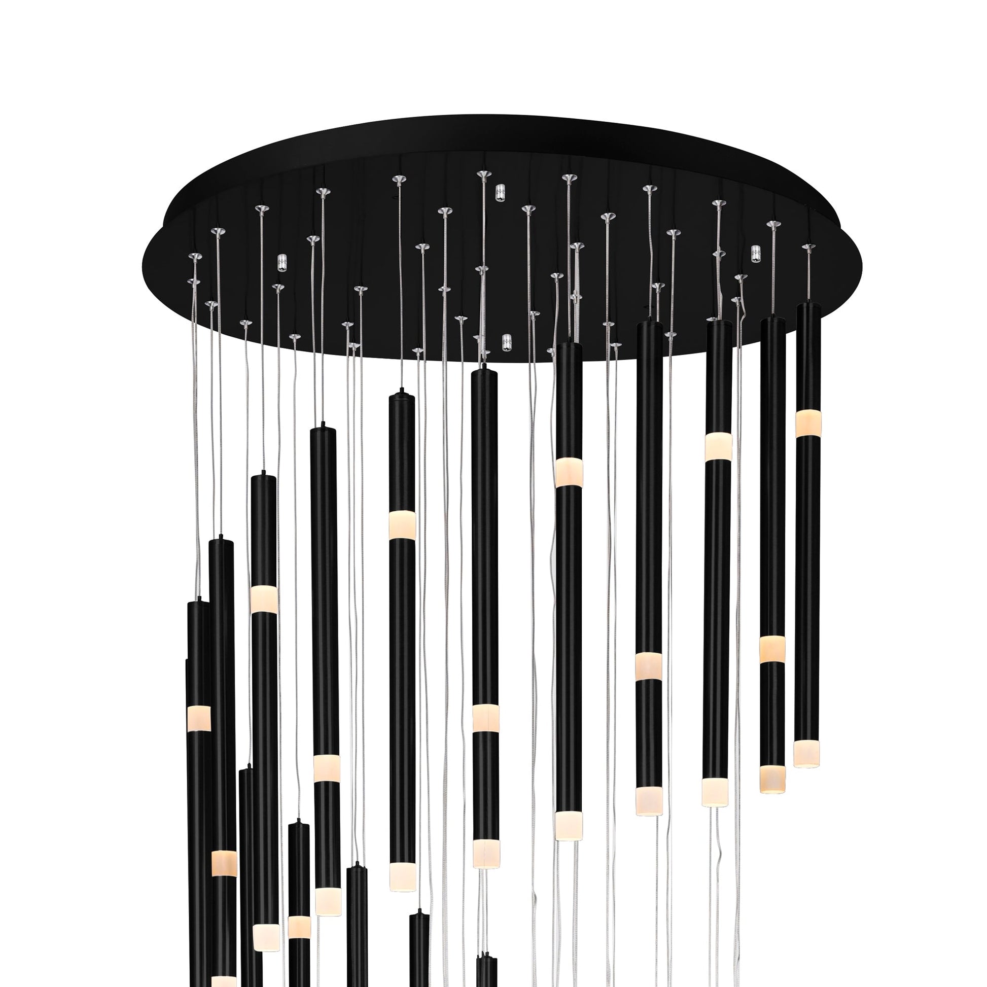 Flute Integrated LED 54in Black Chandelier - CWI Lighting
