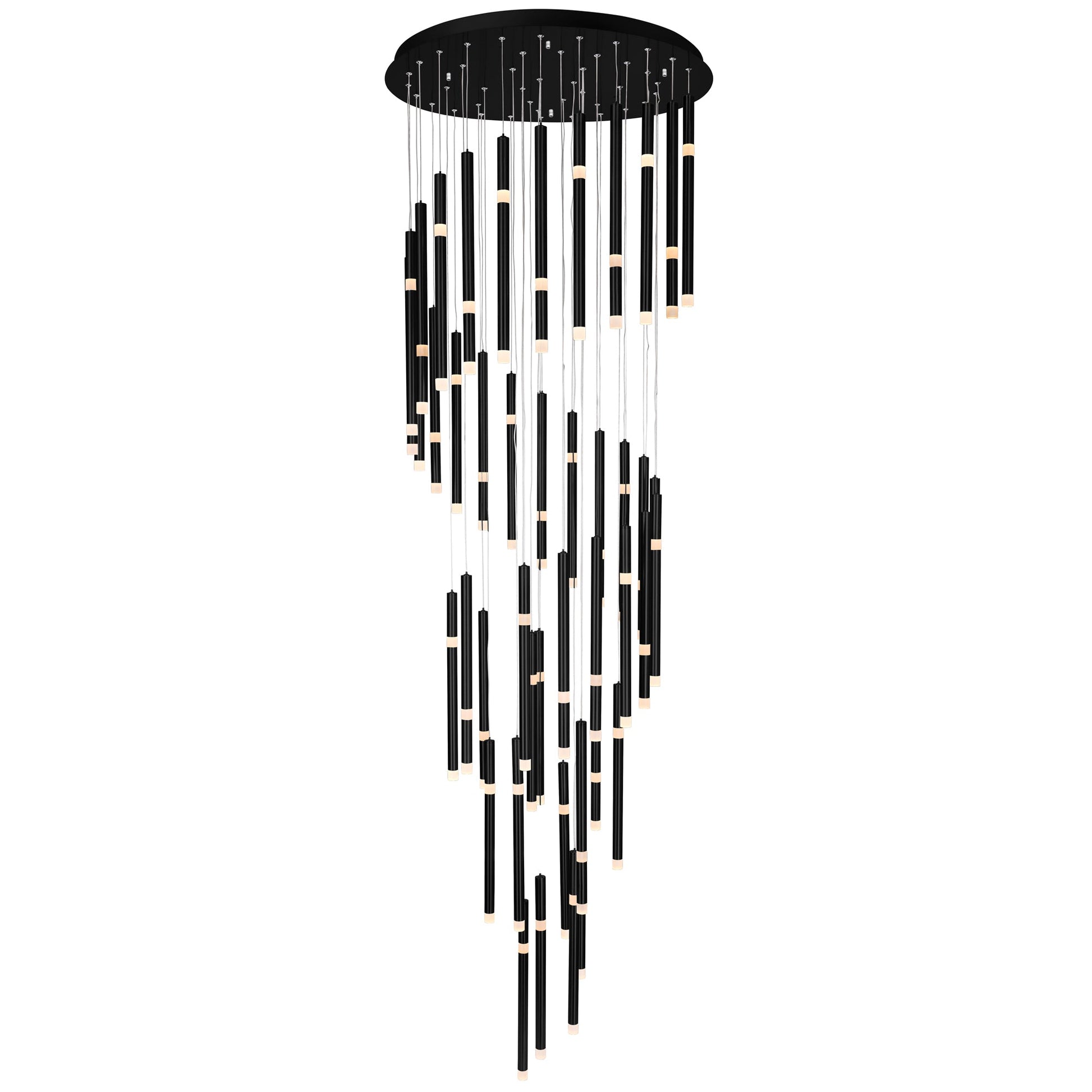 Flute Integrated LED 54in Black Chandelier - CWI Lighting
