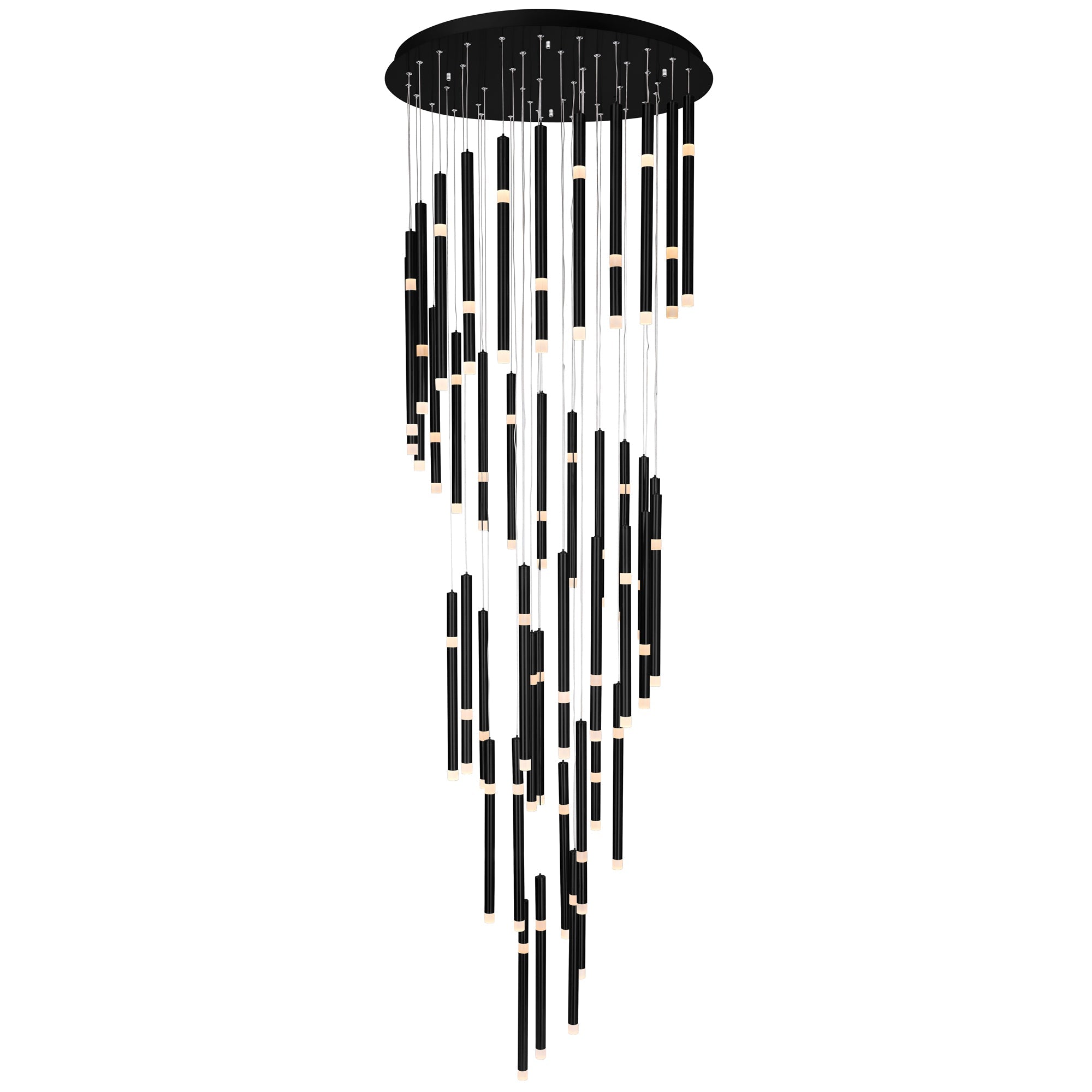 Flute Integrated LED 54in Black Chandelier - CWI Lighting