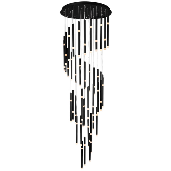 Flute Integrated LED 54in Black Chandelier - CWI Lighting