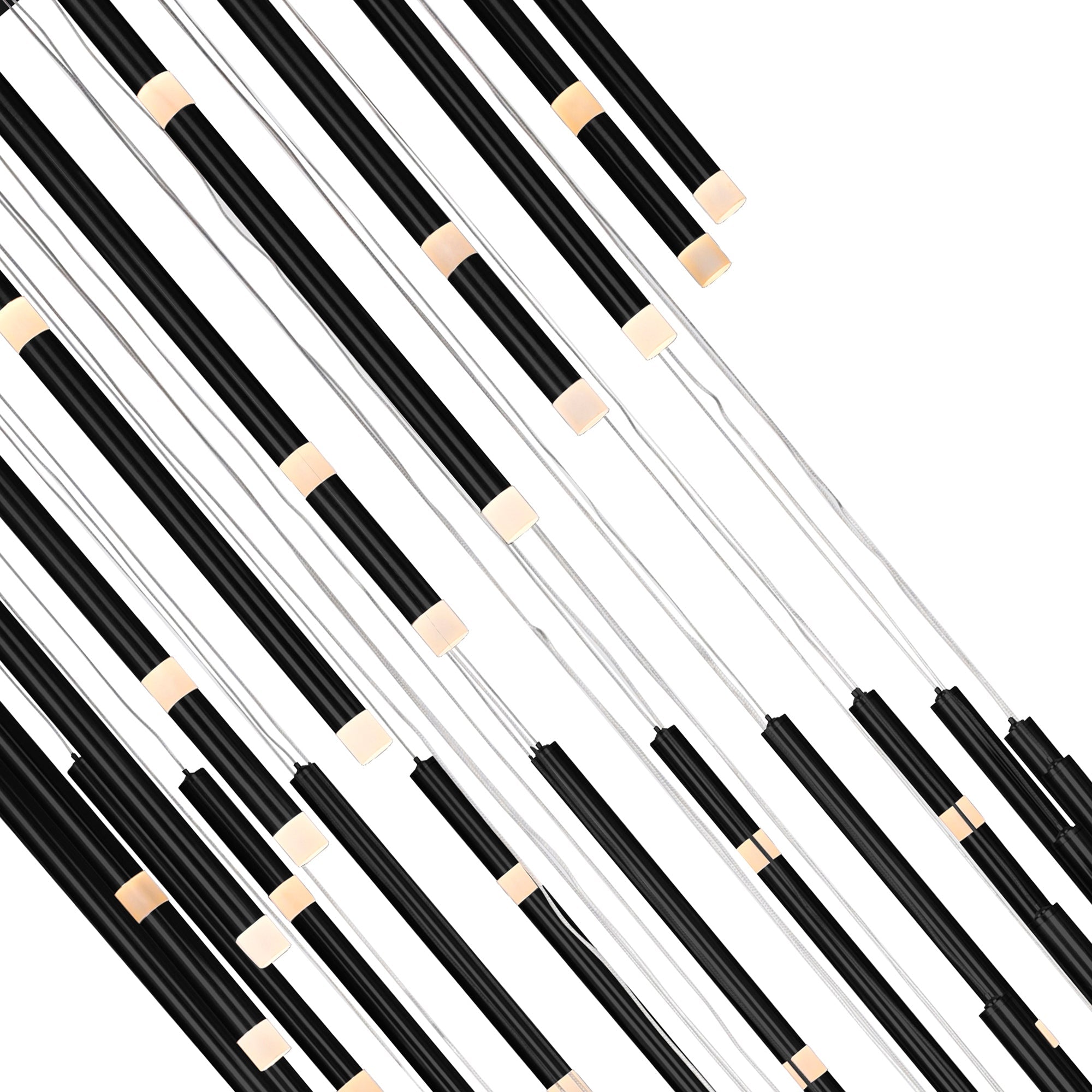 Flute Integrated LED 54in Black Chandelier - CWI Lighting