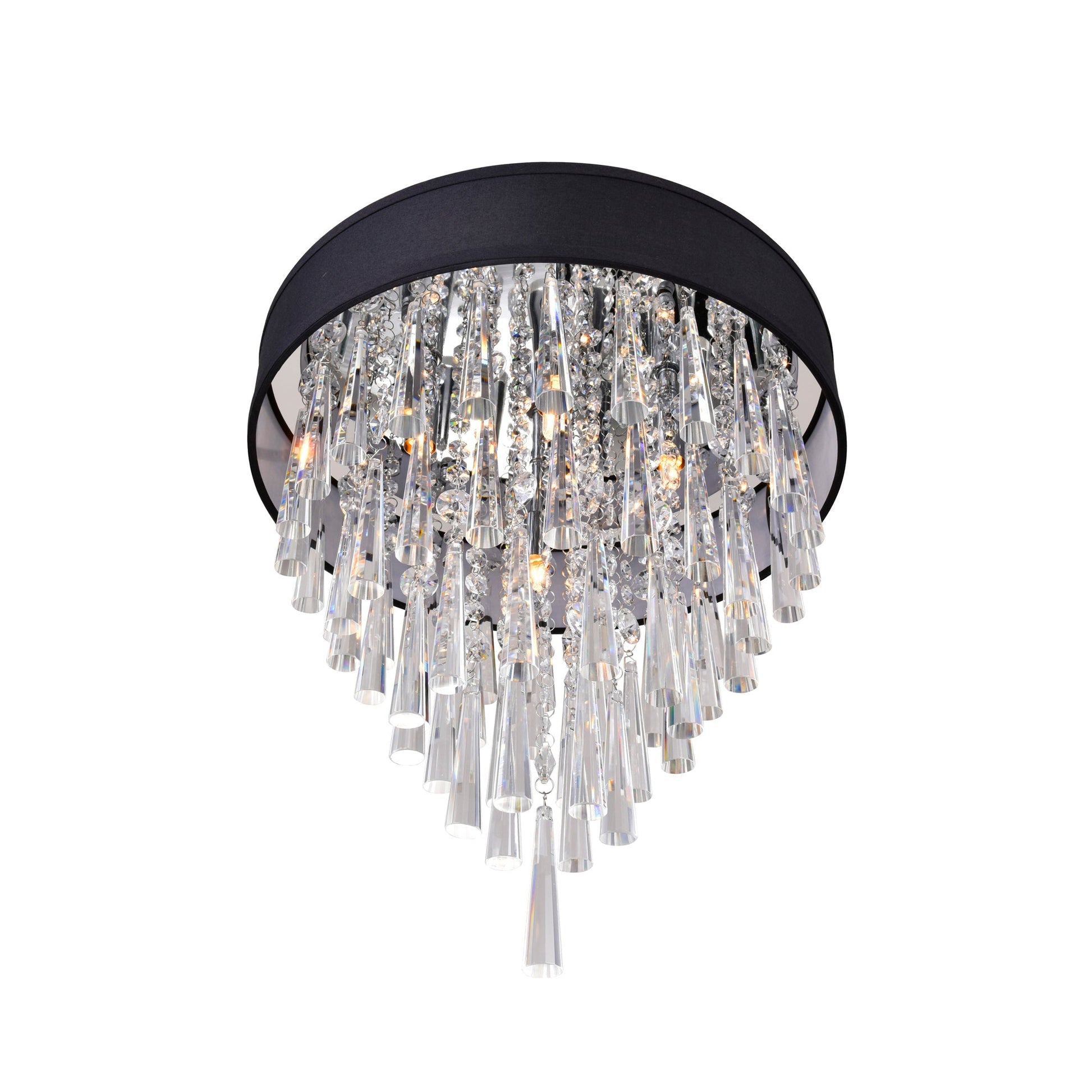 Franca 4 Light 16in Chrome Flush Mount with Black Shade - CWI Lighting