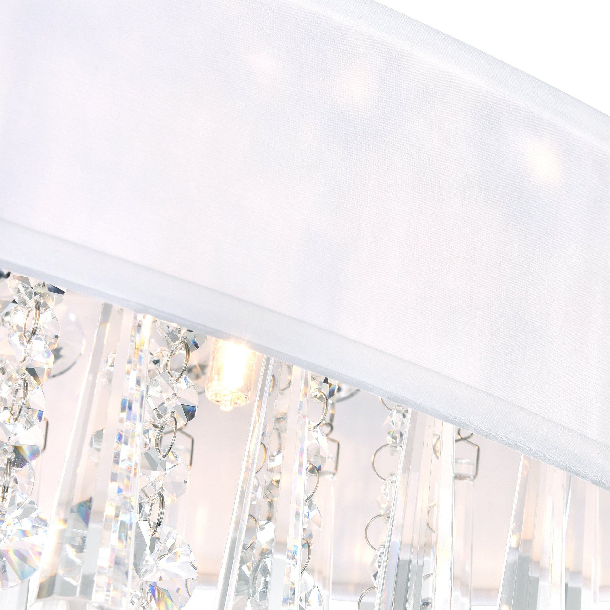 Franca 4 Light 16in Chrome Flush Mount with Off White Shade - CWI Lighting