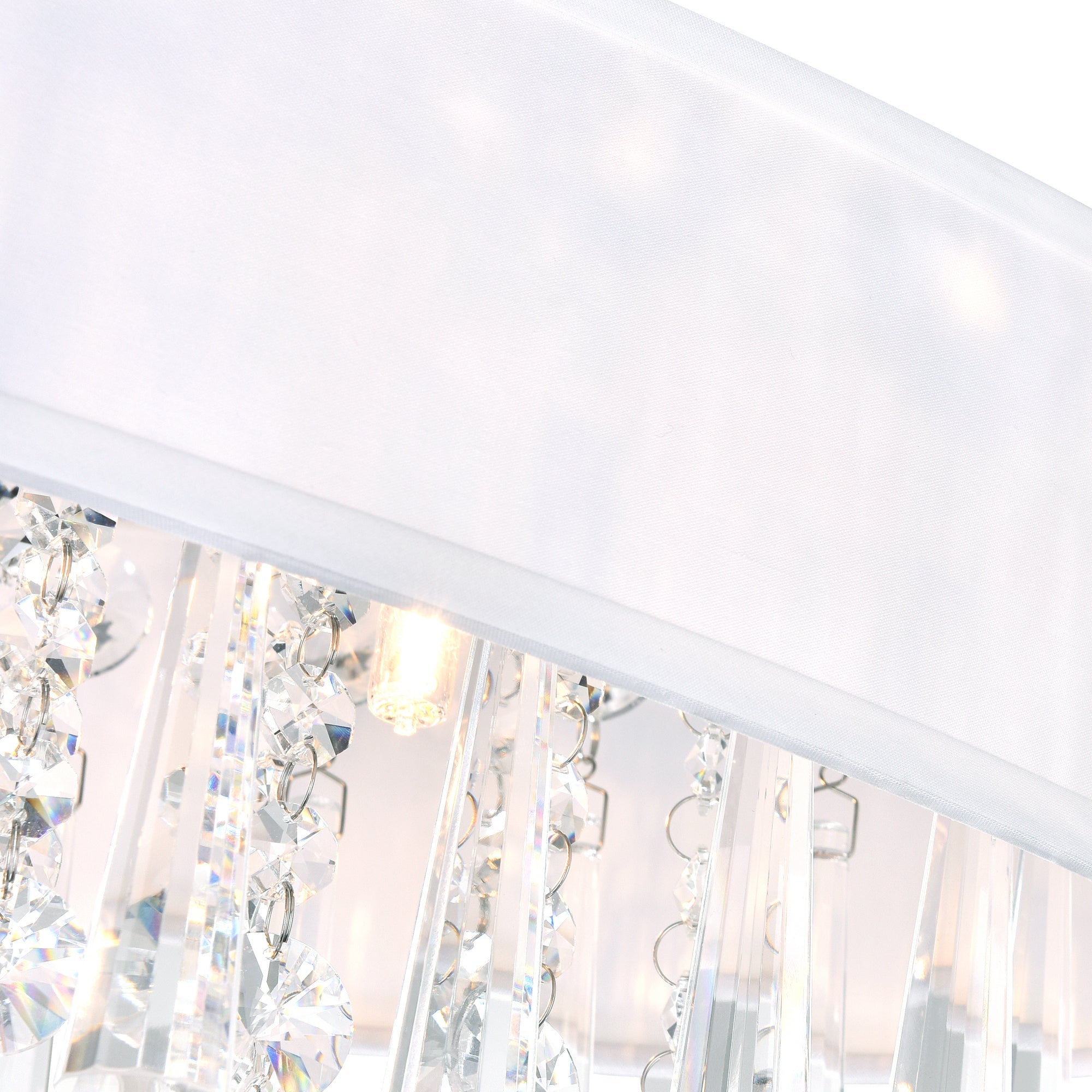 Franca 4 Light 16in Chrome Flush Mount with Off White Shade - CWI Lighting