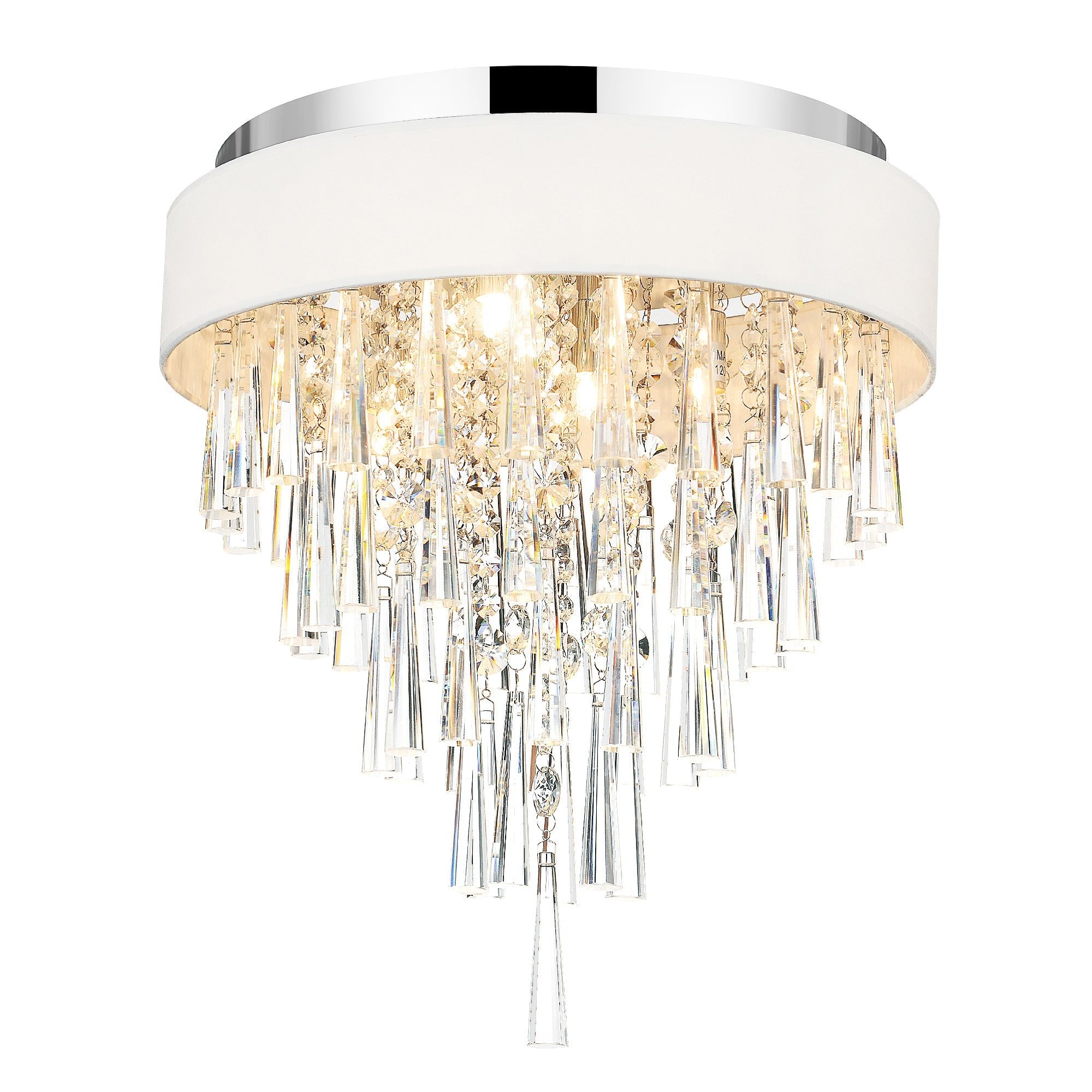 Franca 4 Light 16in Chrome Flush Mount with Off White Shade - CWI Lighting