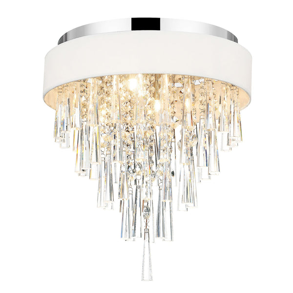 Franca 4 Light 16in Chrome Flush Mount with Off White Shade - CWI Lighting