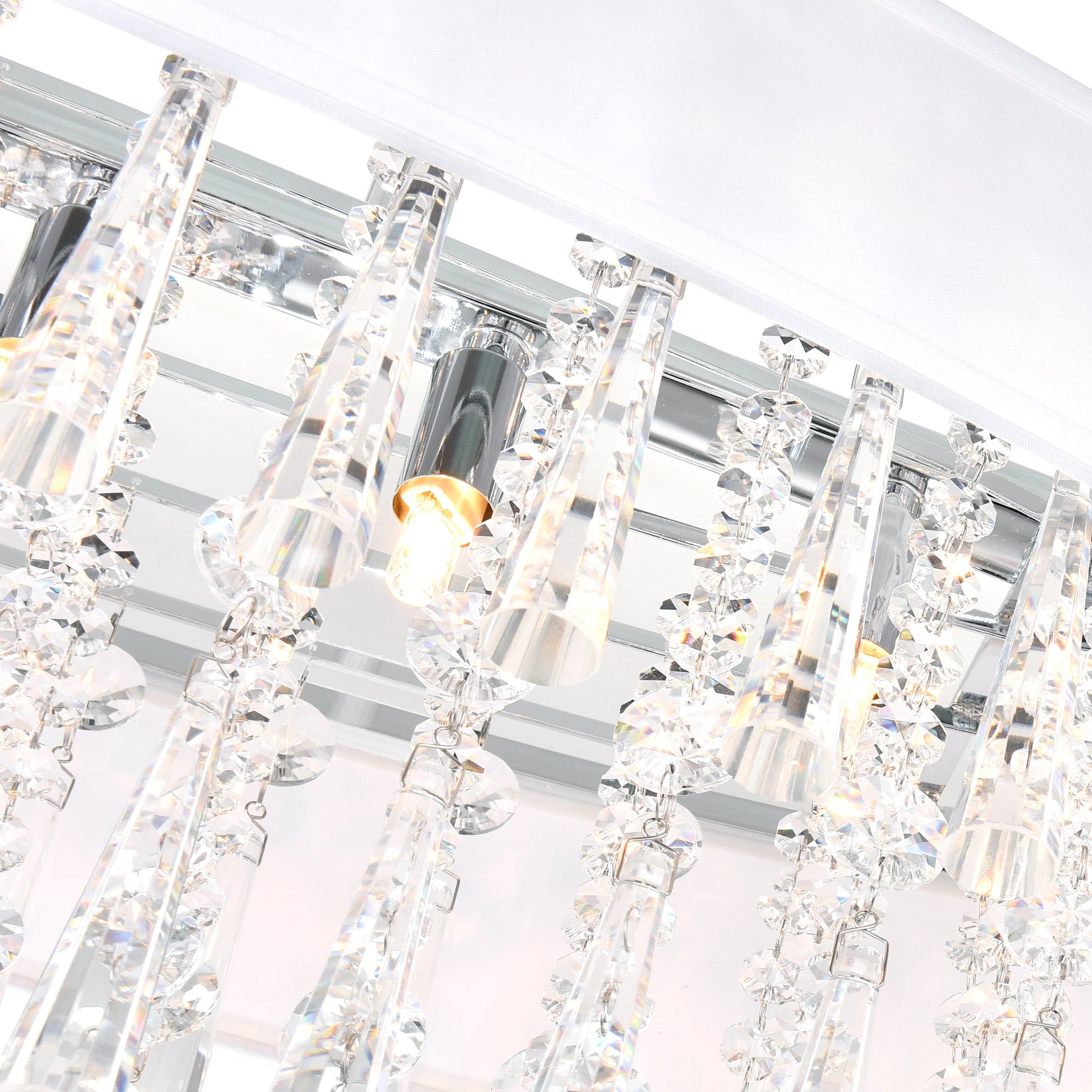 Franca 4 Light 16in Chrome Flush Mount with Off White Shade - CWI Lighting