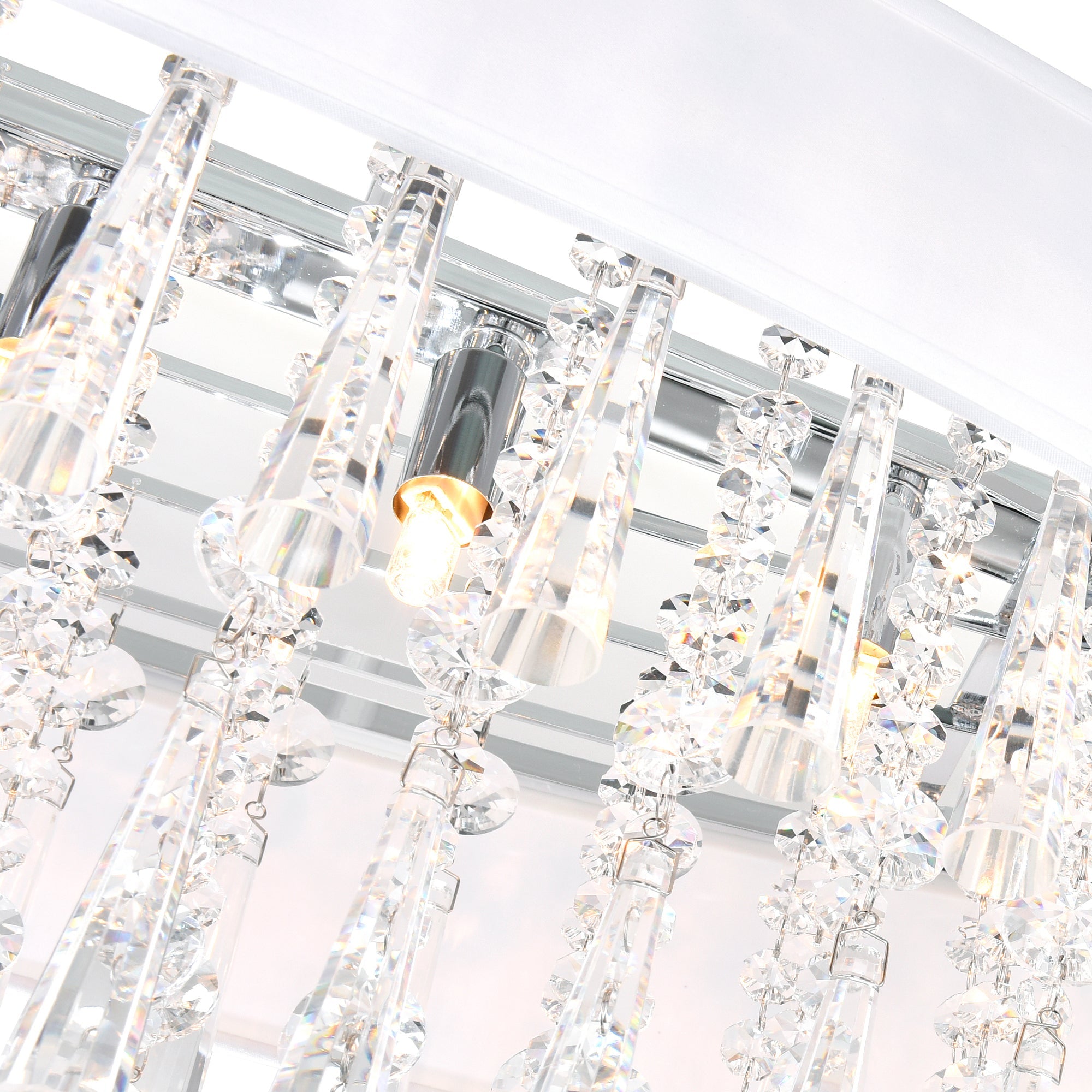 Franca 4 Light 16in Chrome Flush Mount with Off White Shade - CWI Lighting