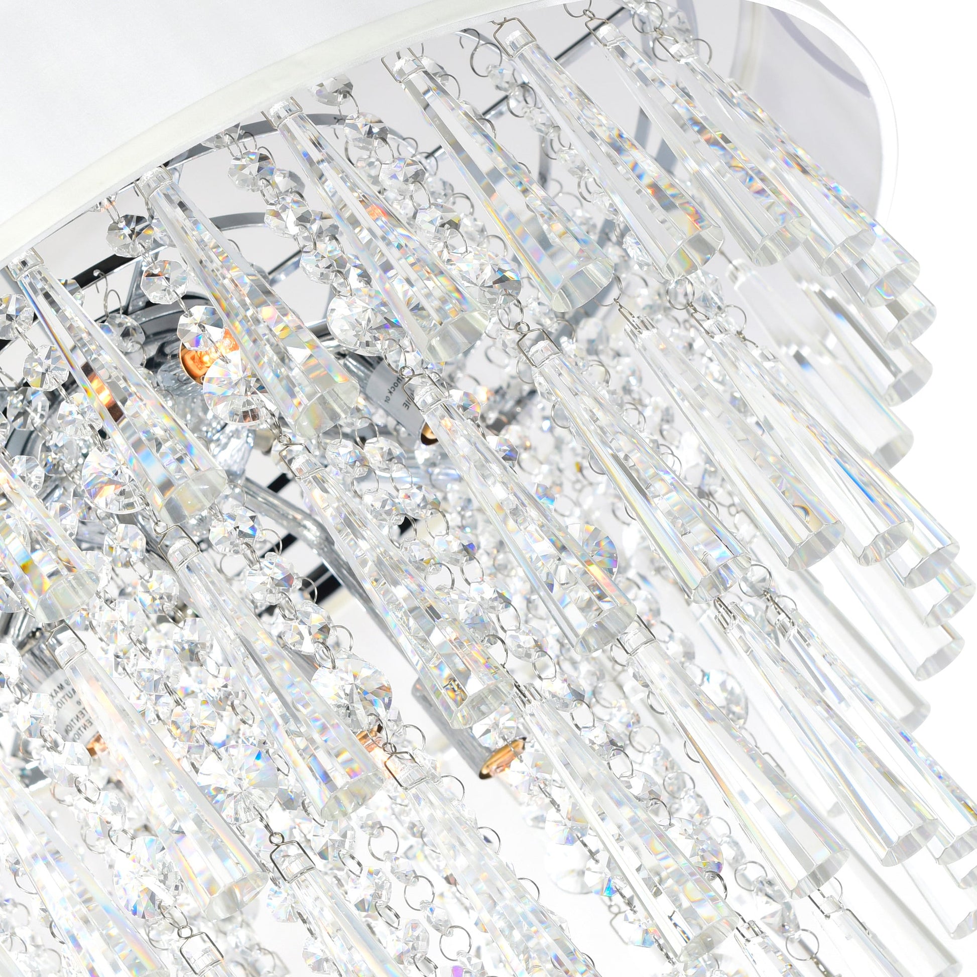 Franca 8 Light 22in Chrome Chandelier with Off White Shade - CWI Lighting