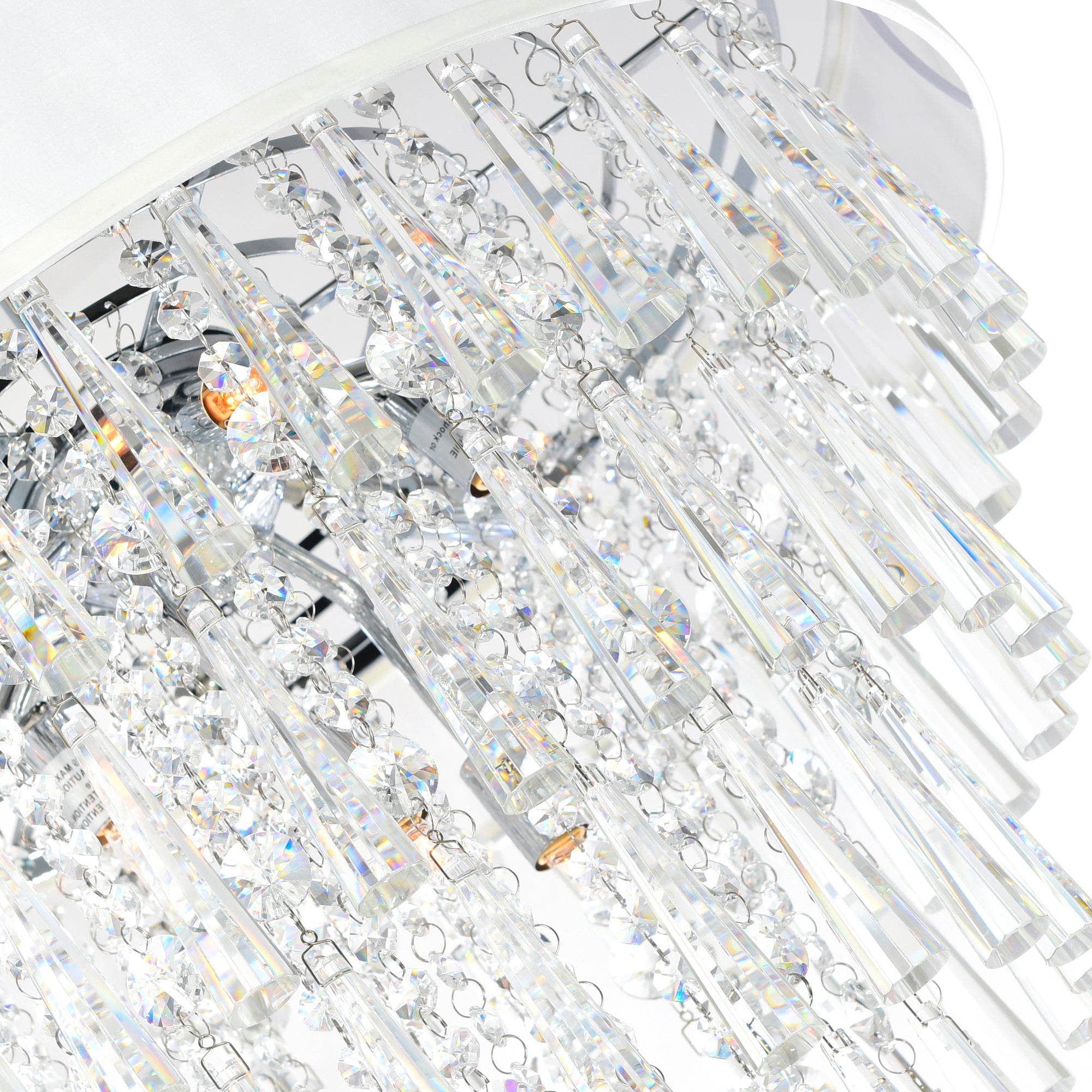 Franca 8 Light 22in Chrome Chandelier with Off White Shade - CWI Lighting