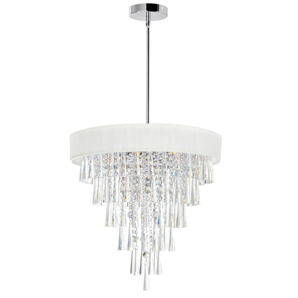 Franca 8 Light 22in Chrome Chandelier with Off White Shade - CWI Lighting