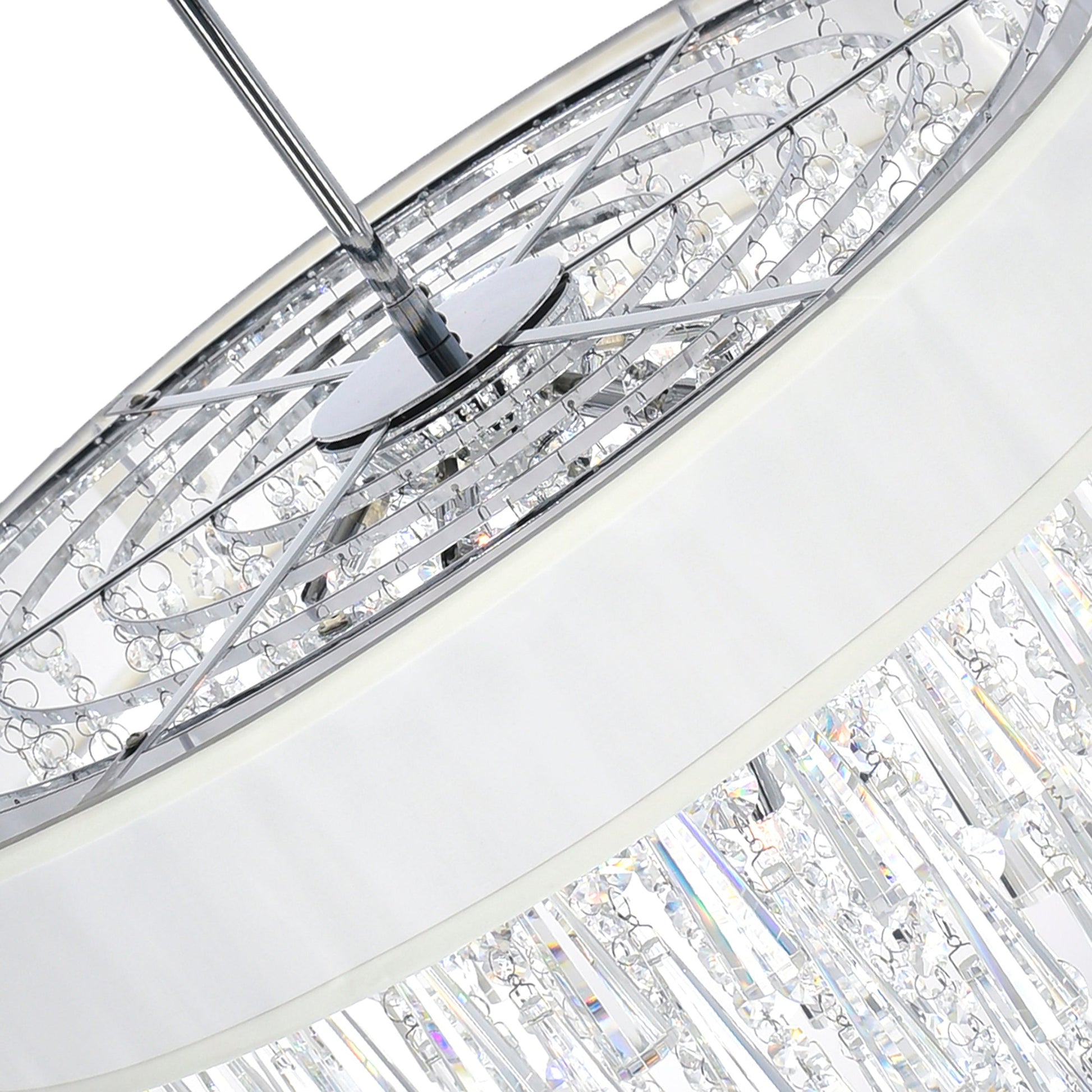 Franca 8 Light 22in Chrome Chandelier with Off White Shade - CWI Lighting