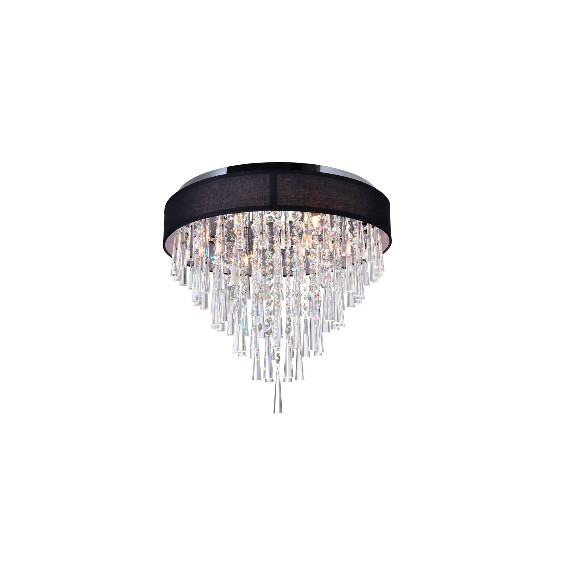 Franca 8 Light 22in Chrome Flush Mount with Black Shade - CWI Lighting