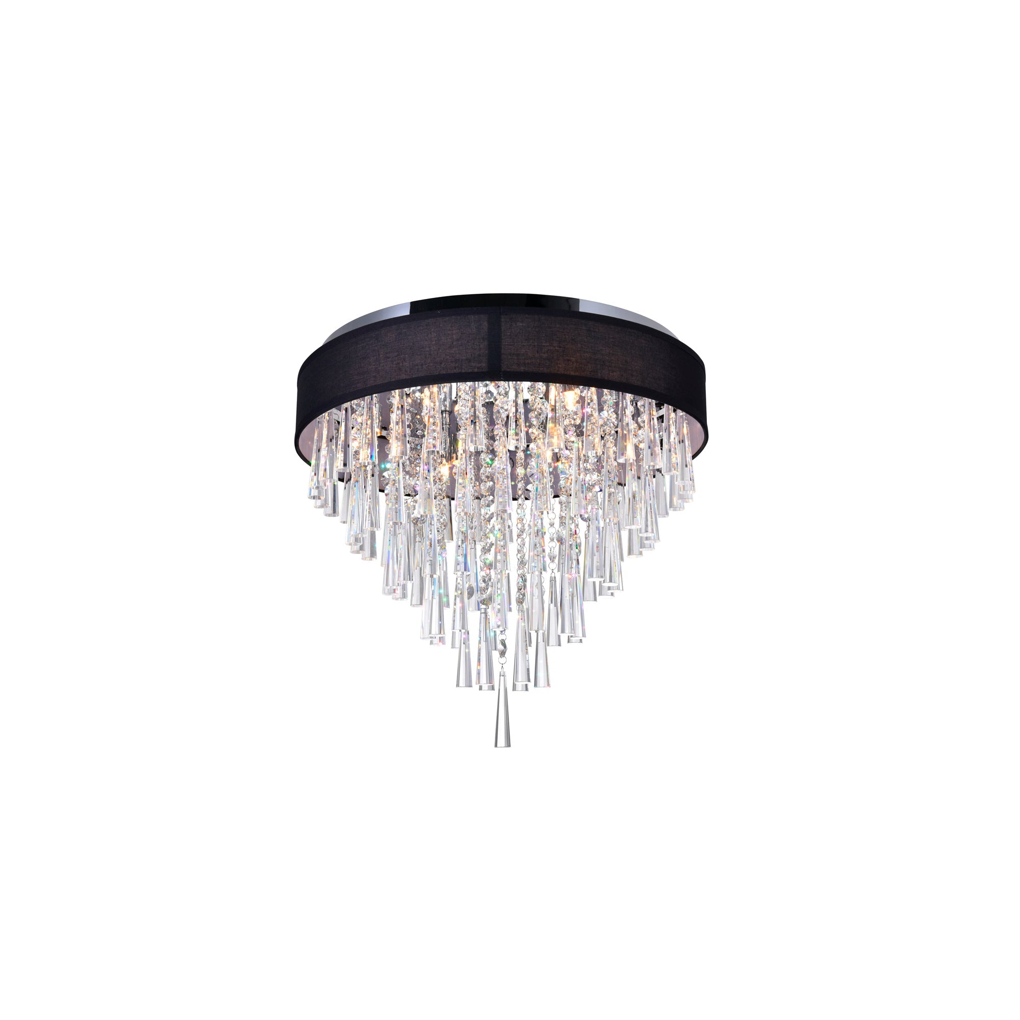 Franca 8 Light 22in Chrome Flush Mount with Black Shade - CWI Lighting