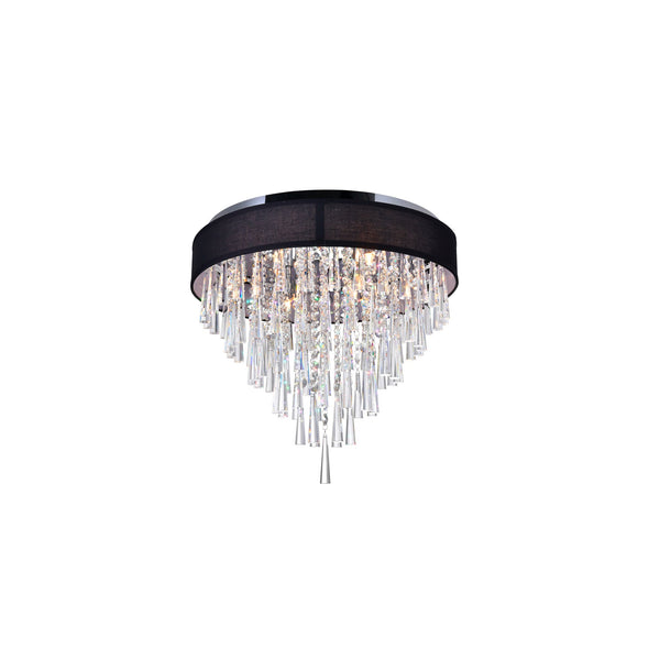 Franca 8 Light 22in Chrome Flush Mount with Black Shade - CWI Lighting