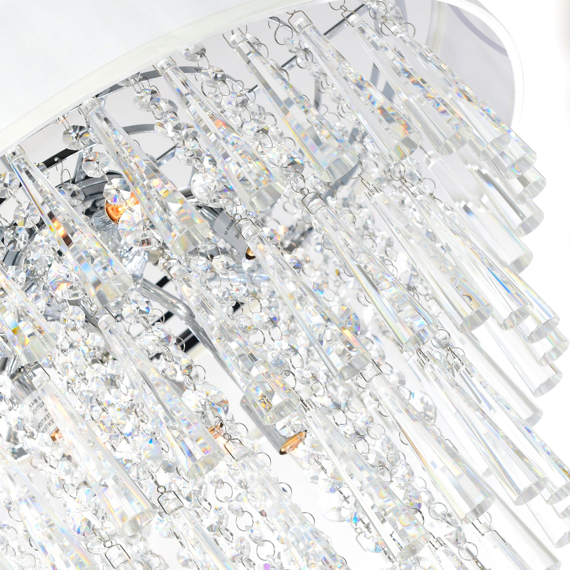 Franca 8 Light 22in Chrome Flush Mount with Off White Shade - CWI Lighting