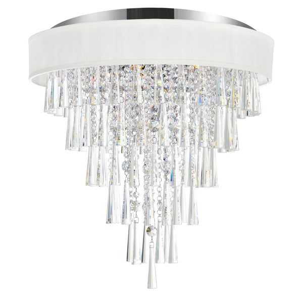 Franca 8 Light 22in Chrome Flush Mount with Off White Shade - CWI Lighting