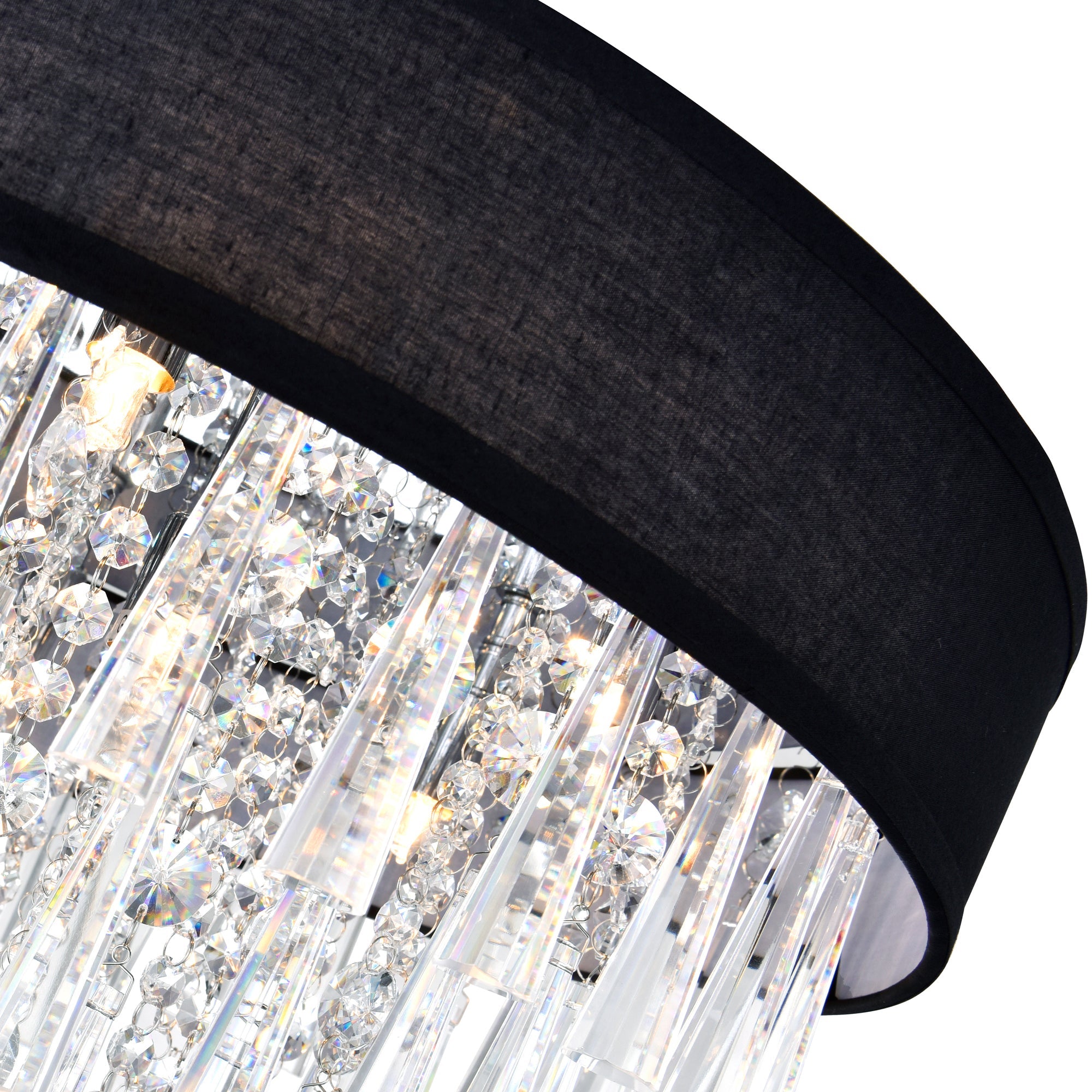 Franca 8 Light 38in Chrome Chandelier with Black Shade - CWI Lighting