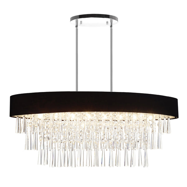 Franca 8 Light 38in Chrome Chandelier with Black Shade - CWI Lighting
