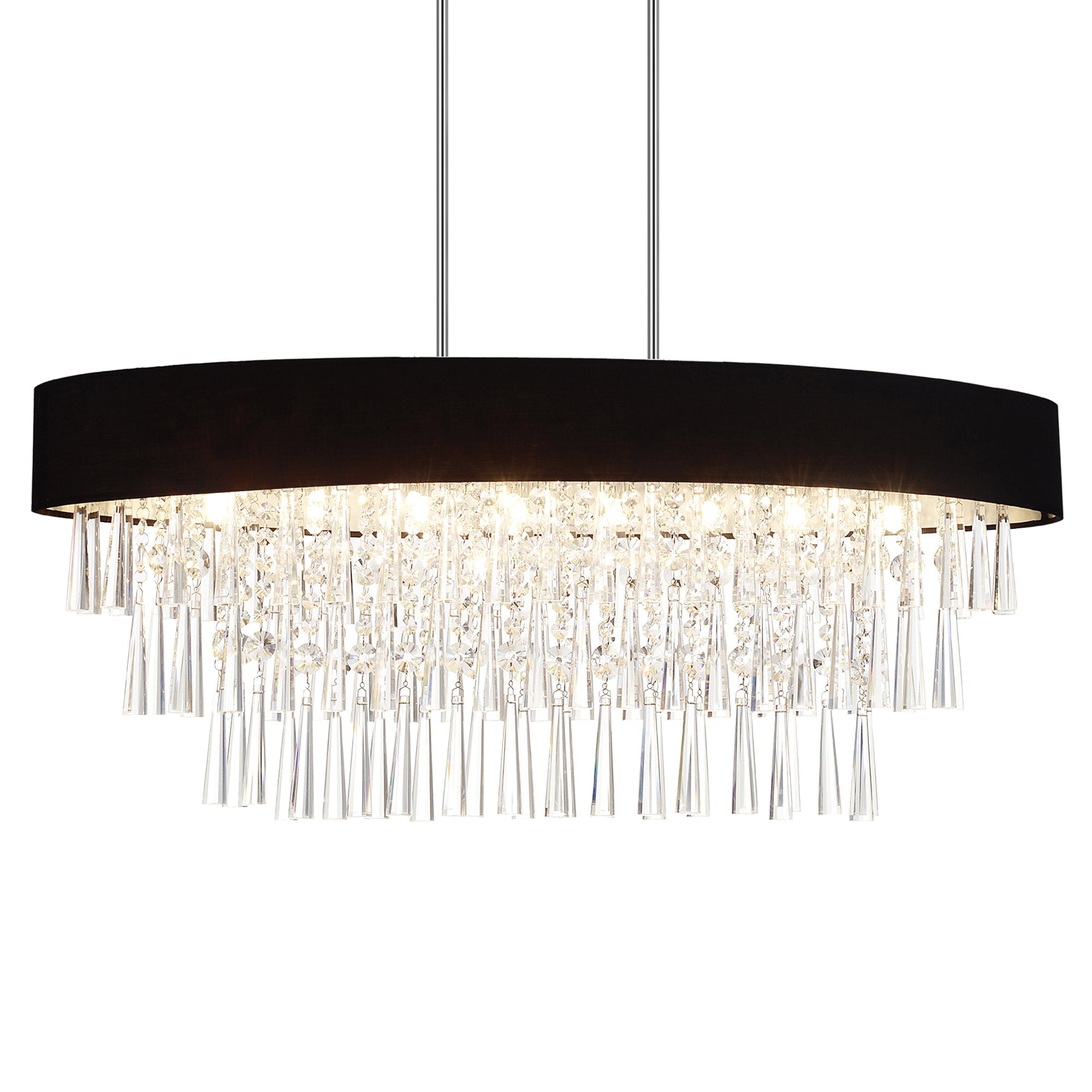 Franca 8 Light 38in Chrome Chandelier with Black Shade - CWI Lighting