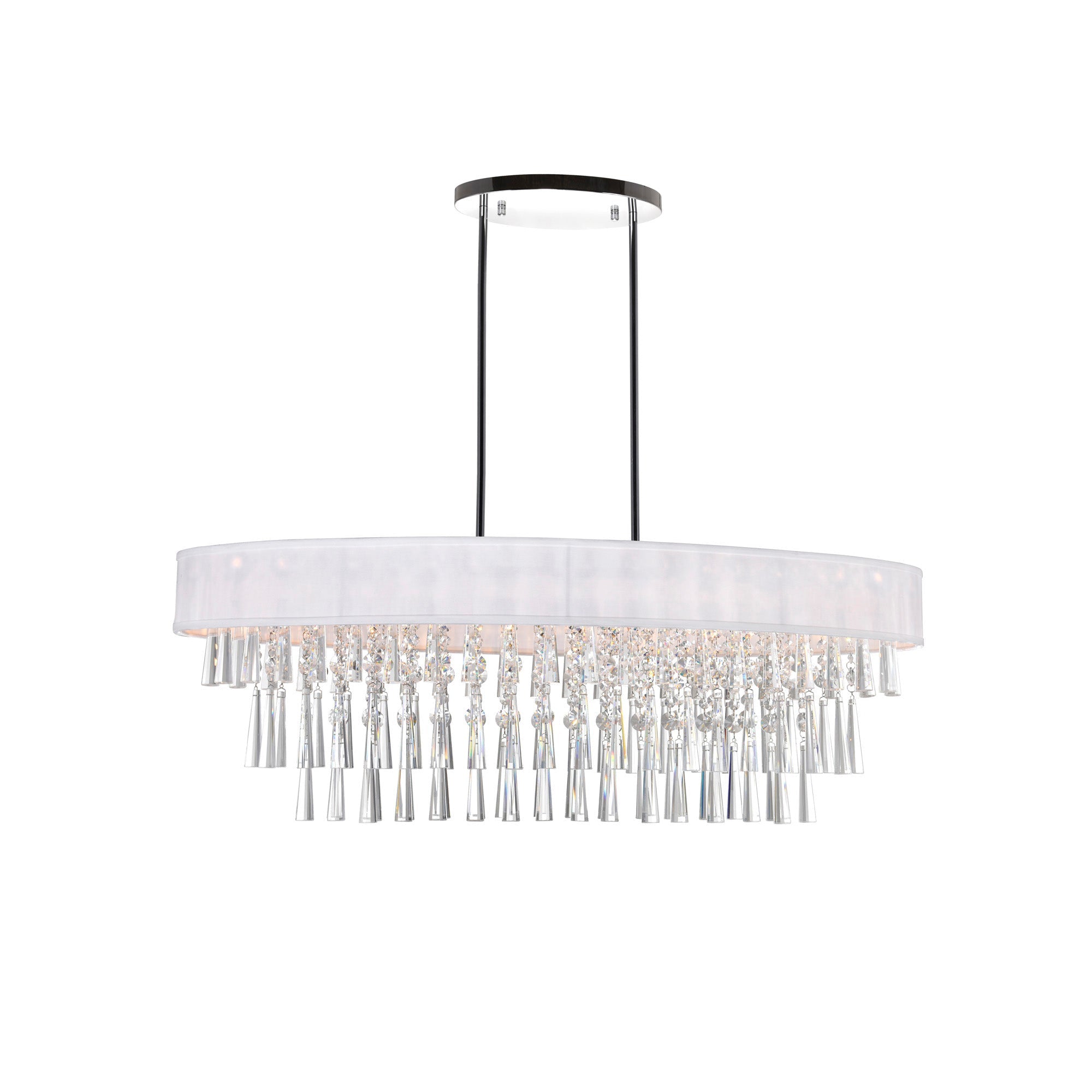 Franca 8 Light 38in Chrome Chandelier with Off White Shade - CWI Lighting