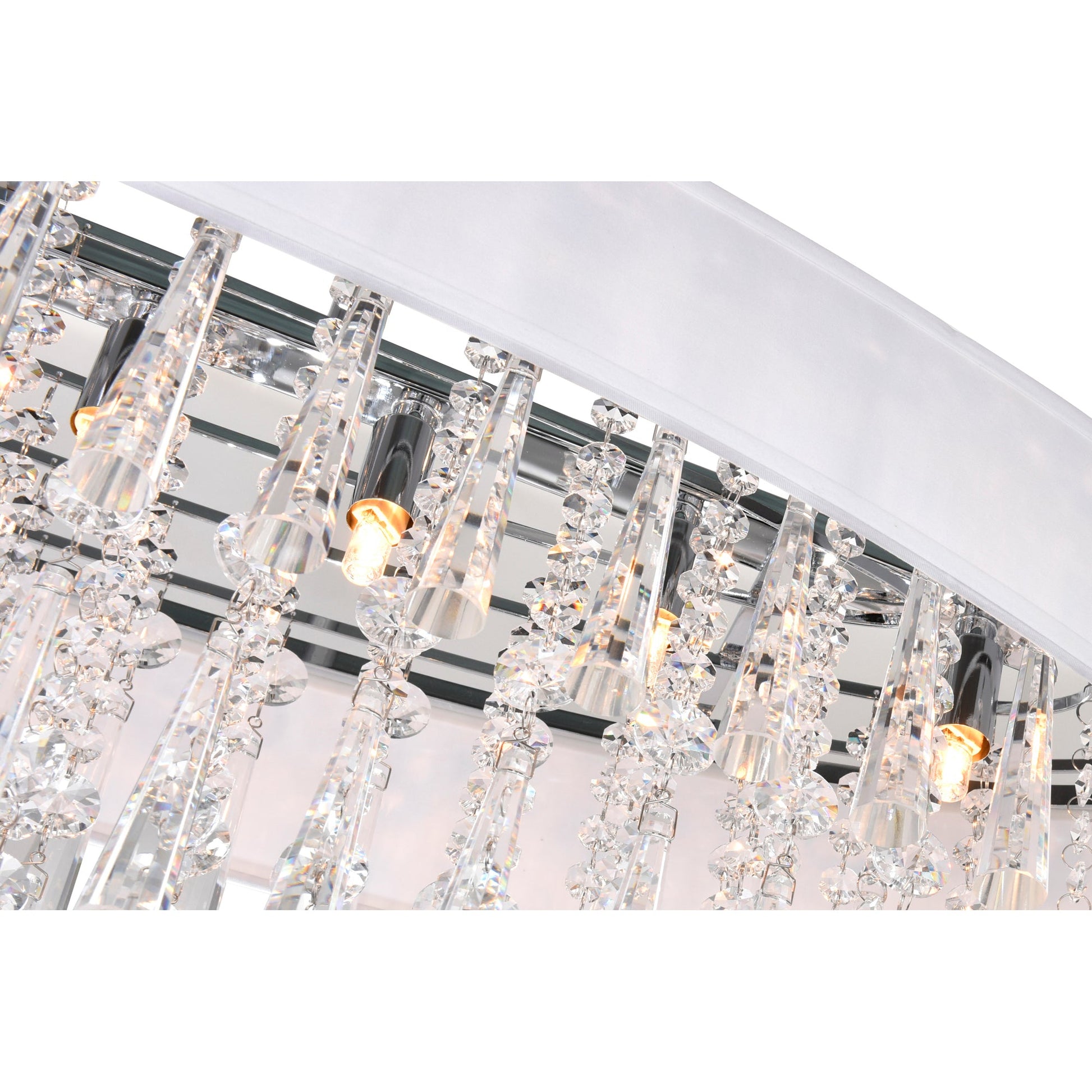 Franca 8 Light 38in Chrome Chandelier with Off White Shade - CWI Lighting