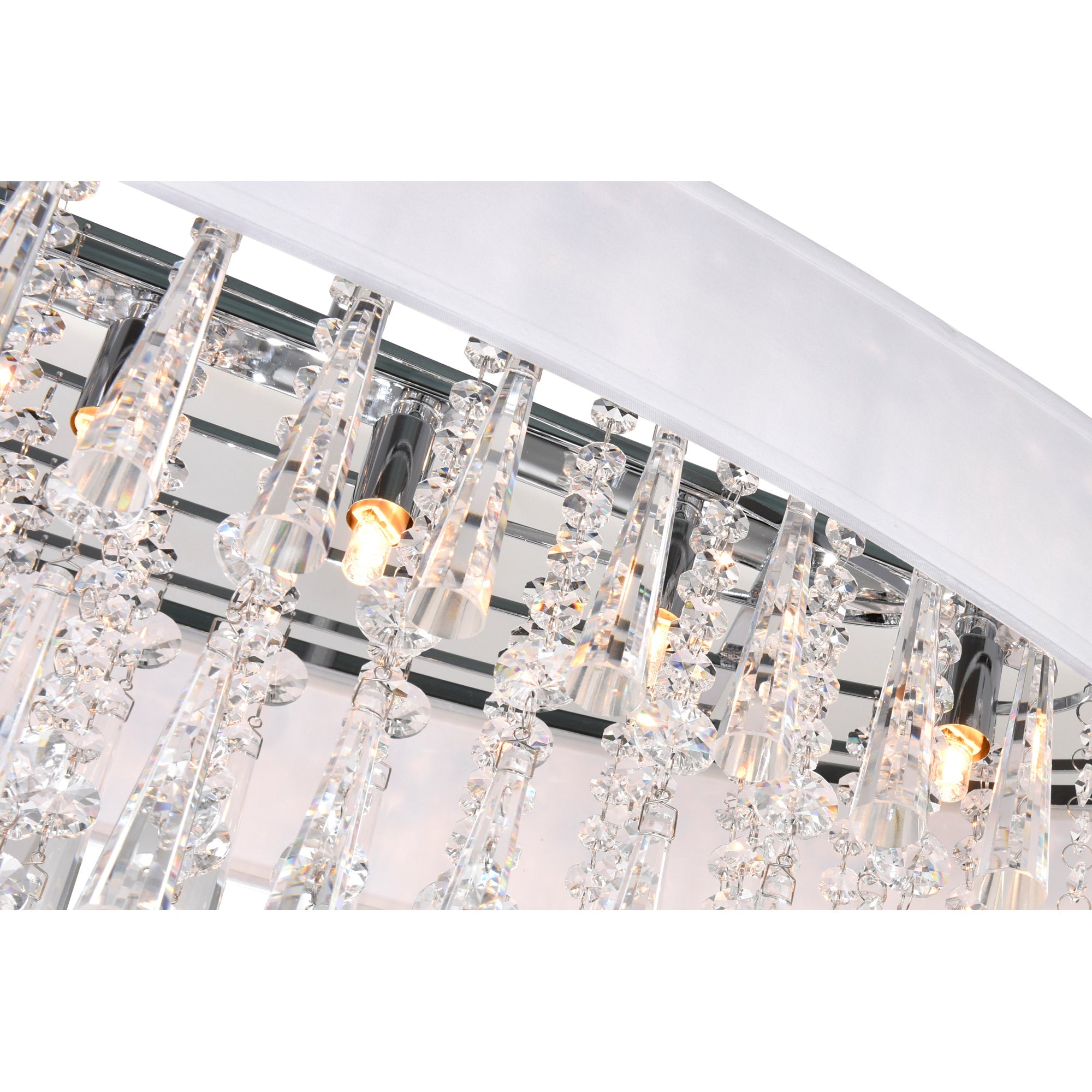 Franca 8 Light 38in Chrome Chandelier with Off White Shade - CWI Lighting