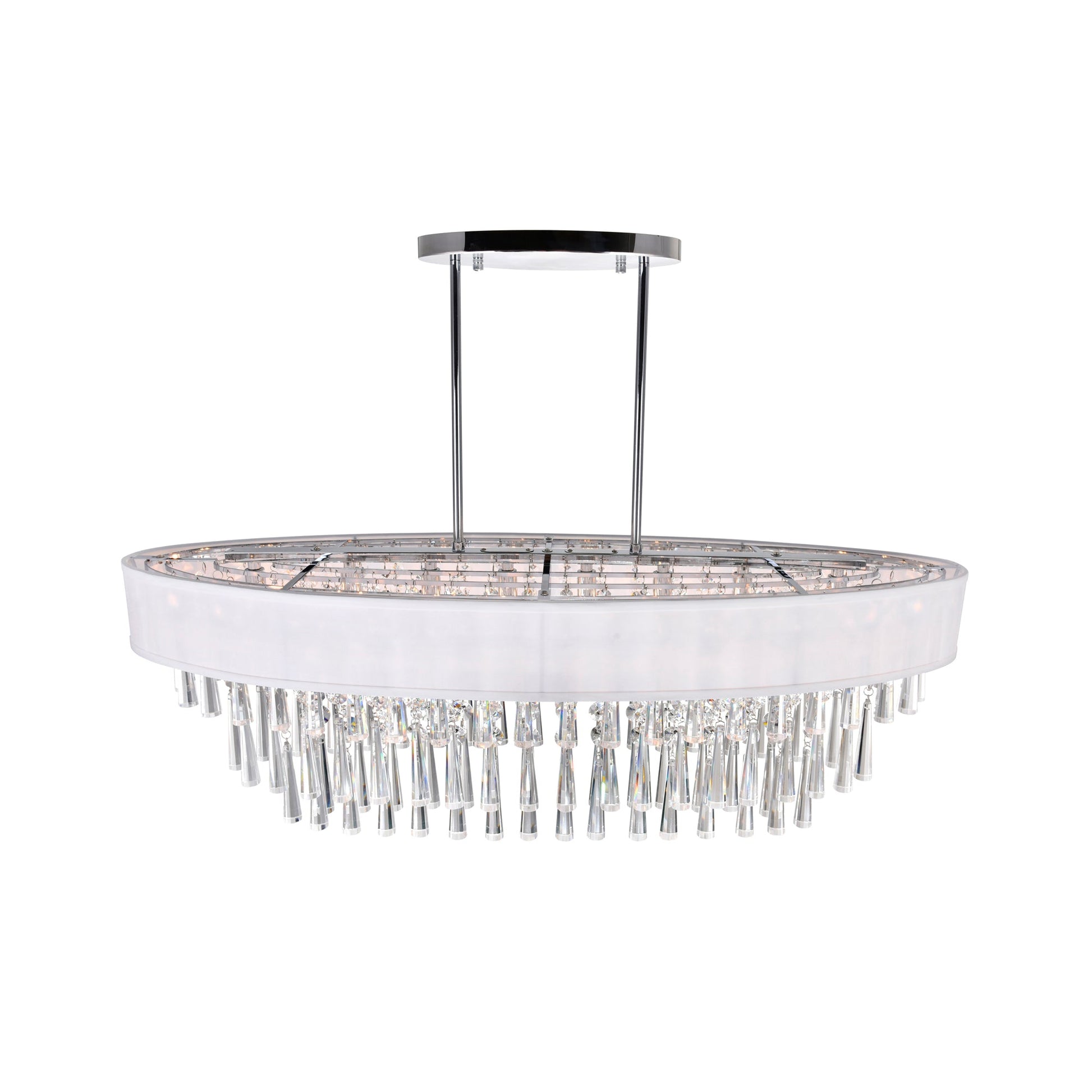 Franca 8 Light 38in Chrome Chandelier with Off White Shade - CWI Lighting
