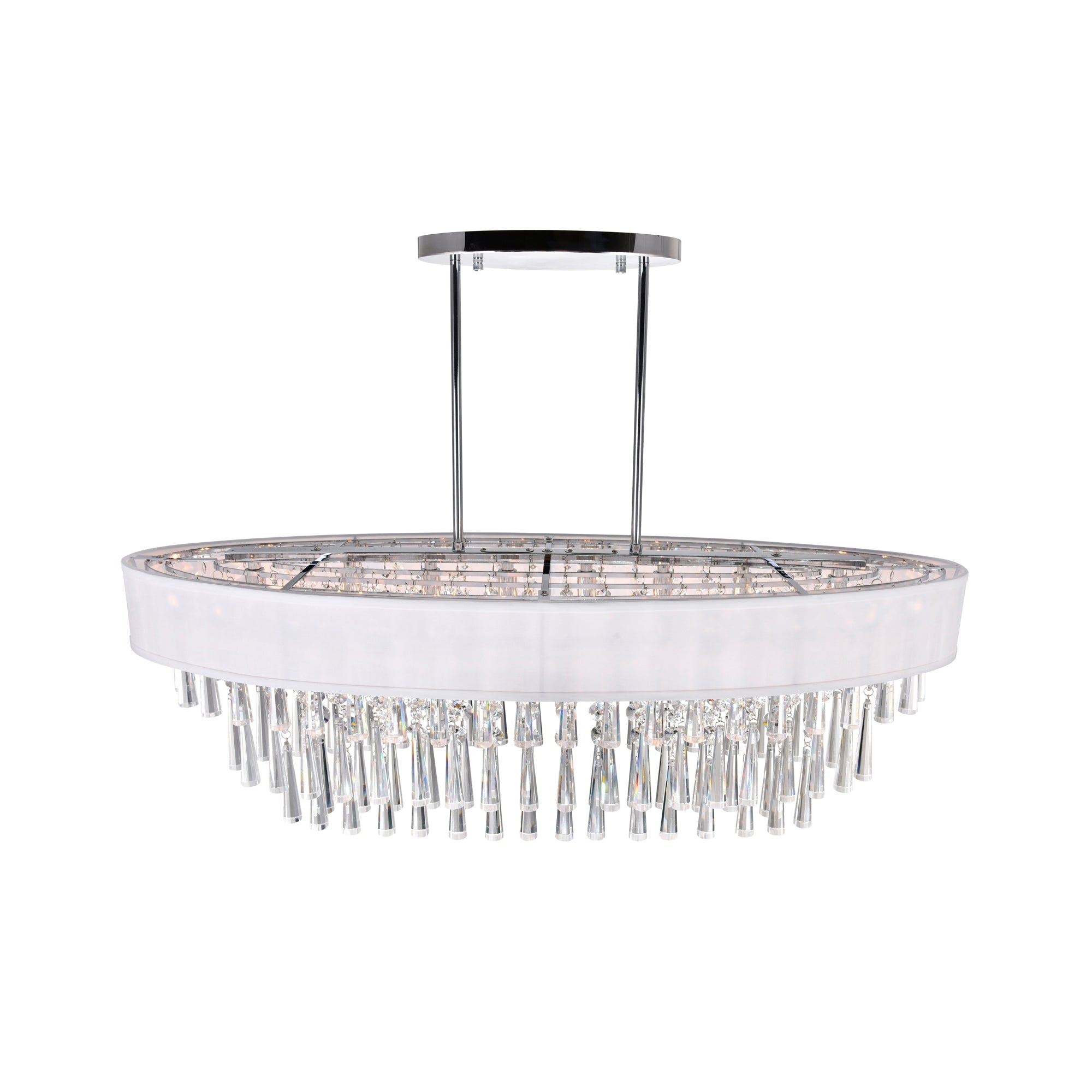 Franca 8 Light 38in Chrome Chandelier with Off White Shade - CWI Lighting