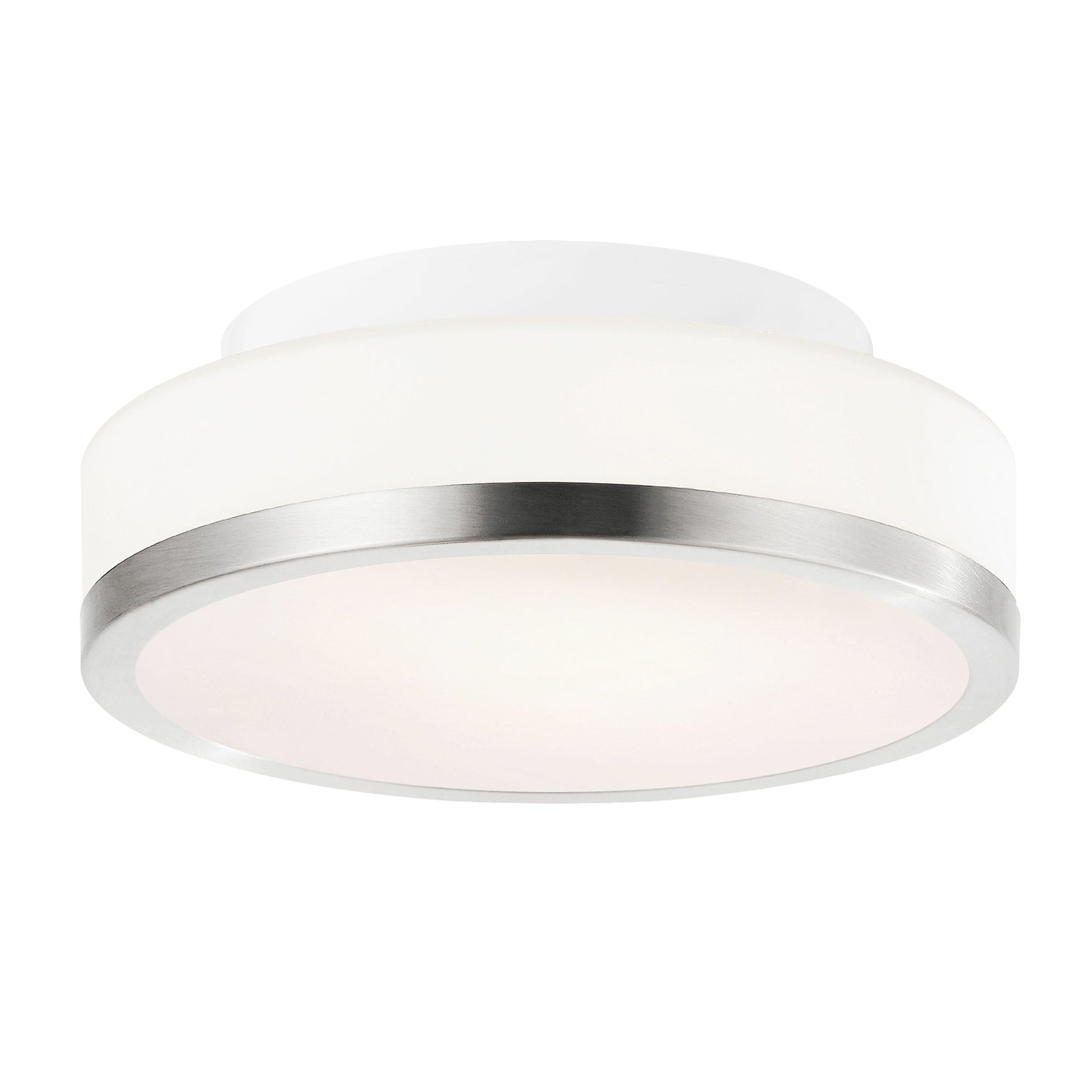 Frosted 1 Light 8in Satin Nickel Drum Shade Flush Mount - CWI Lighting