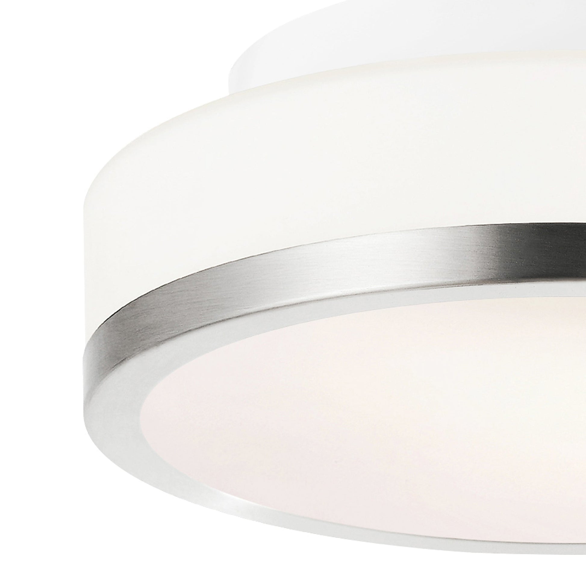 Frosted 1 Light 8in Satin Nickel Drum Shade Flush Mount - CWI Lighting