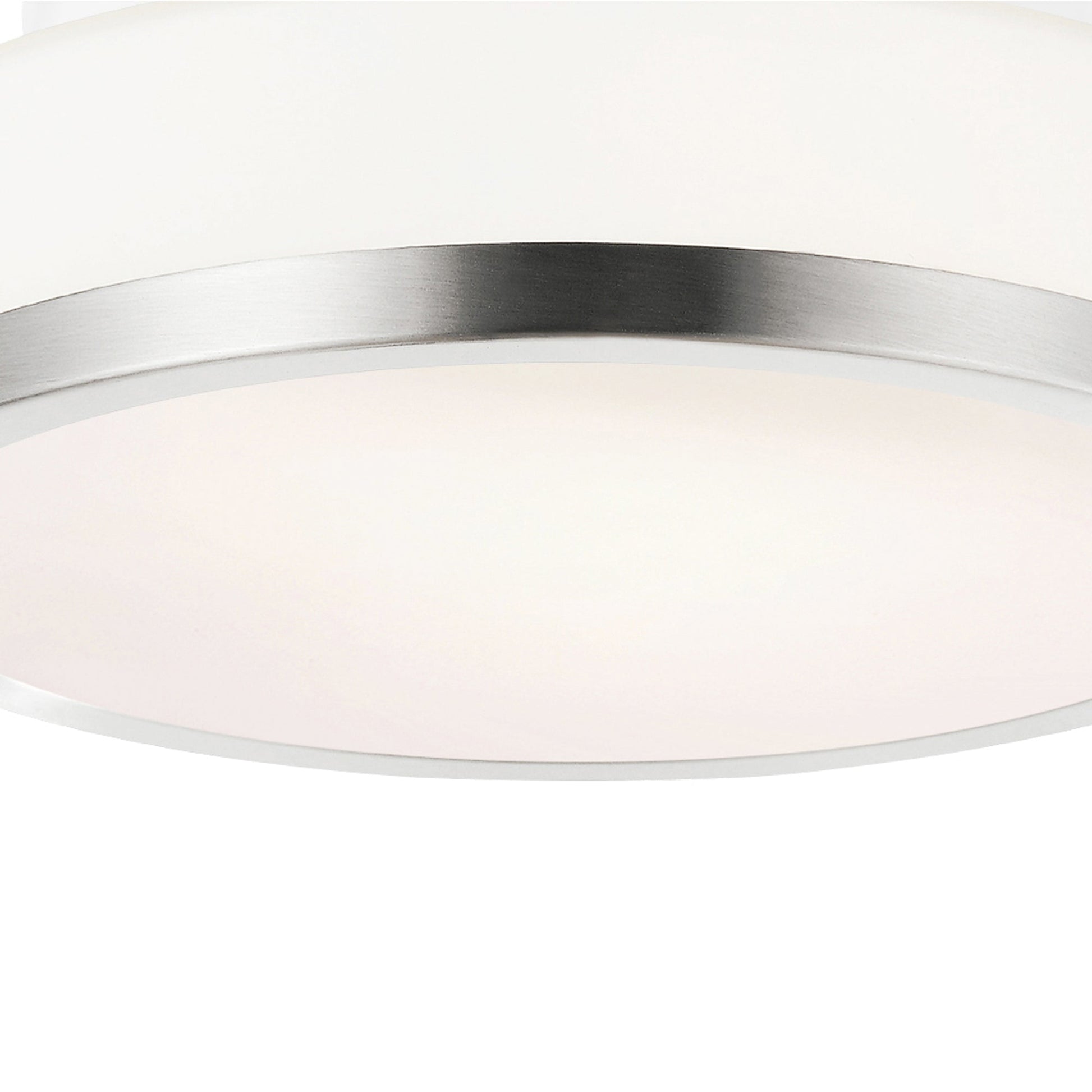 Frosted 1 Light 8in Satin Nickel Drum Shade Flush Mount - CWI Lighting