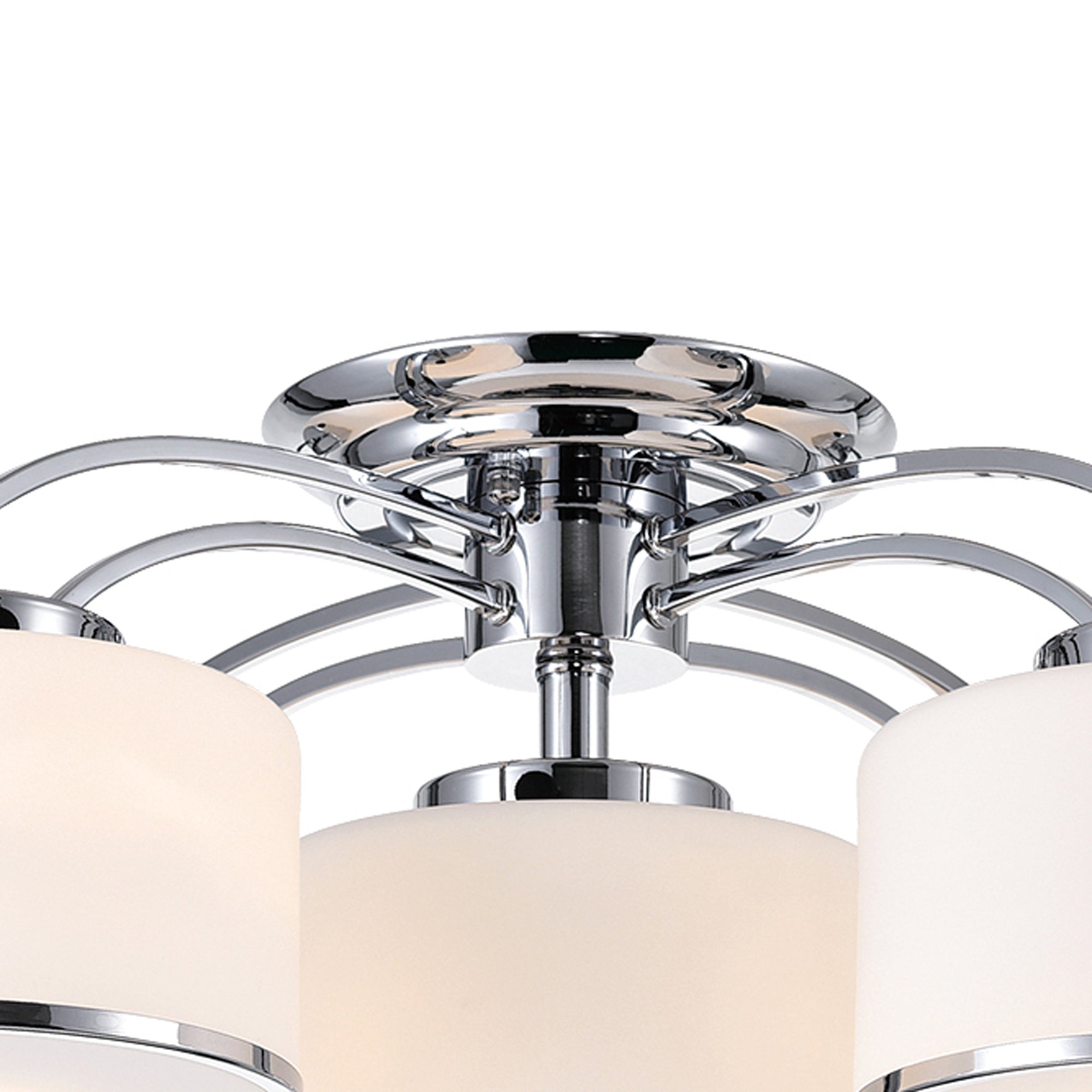 Frosted 5 Light 30in Chrome Drum Shade Flush Mount - CWI Lighting